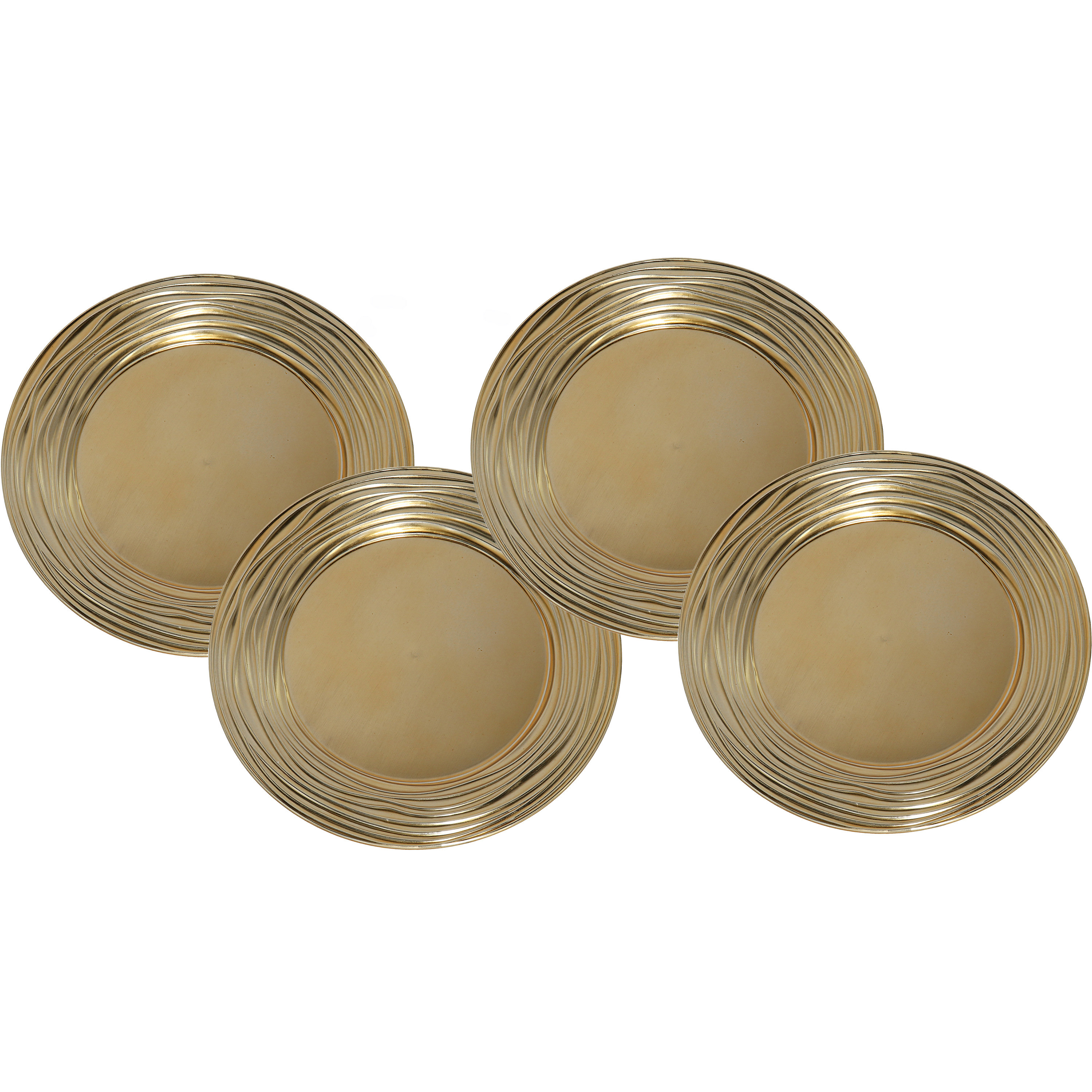 Gerimport Set van 12x stuks kerstdiner onderborden rond goud glimmend 33 cm -