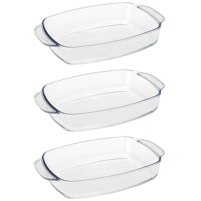 Merkloos 3x Glazen ovenschalen 27 x 17 cm -