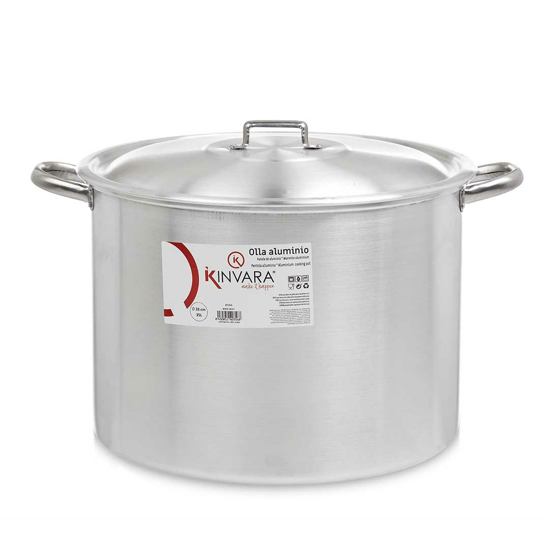 Kinvara kookpan/Soeppan met deksel - Aluminium - 35L - D38 x H32 cm -