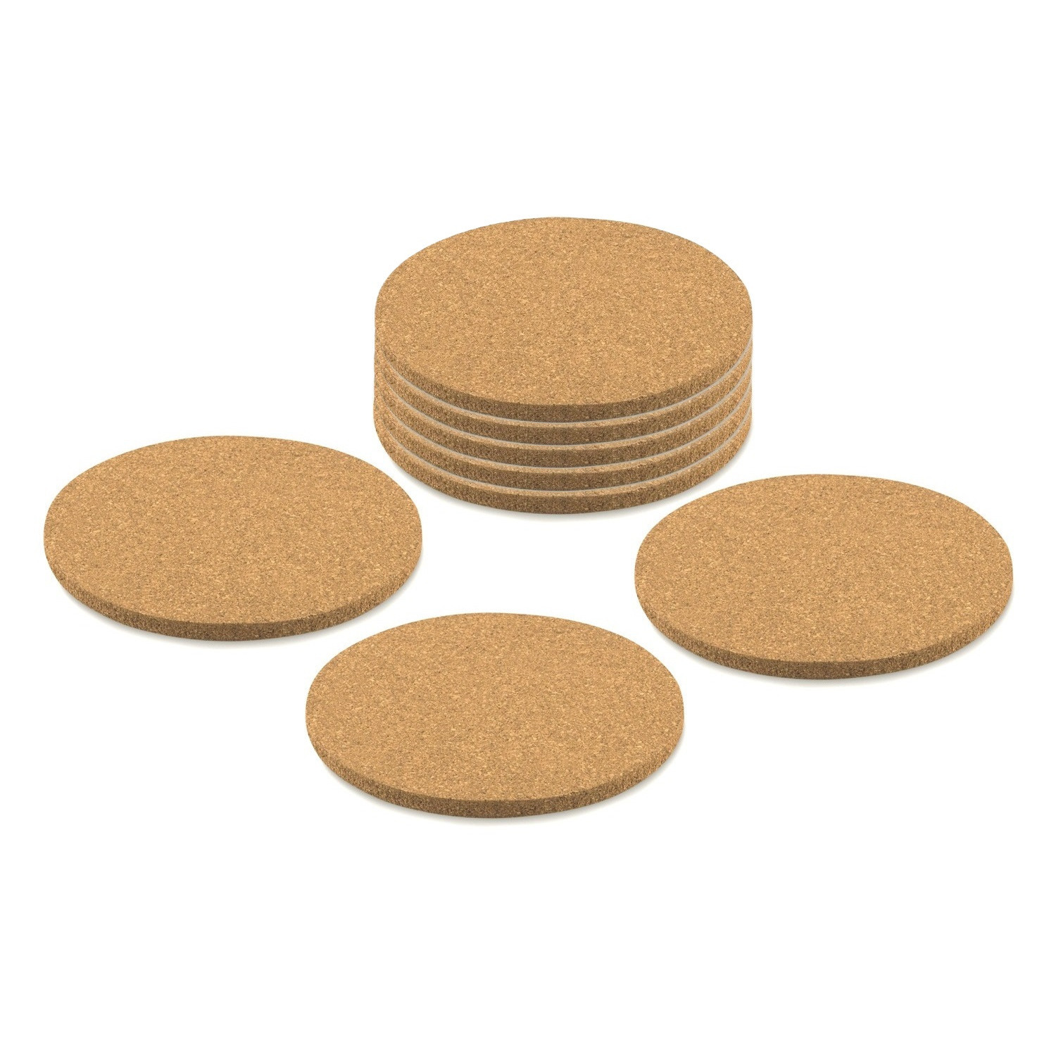 Concorde Onderzetters voor glazen - 8x - rond - kurk - 10 x 10 cm -