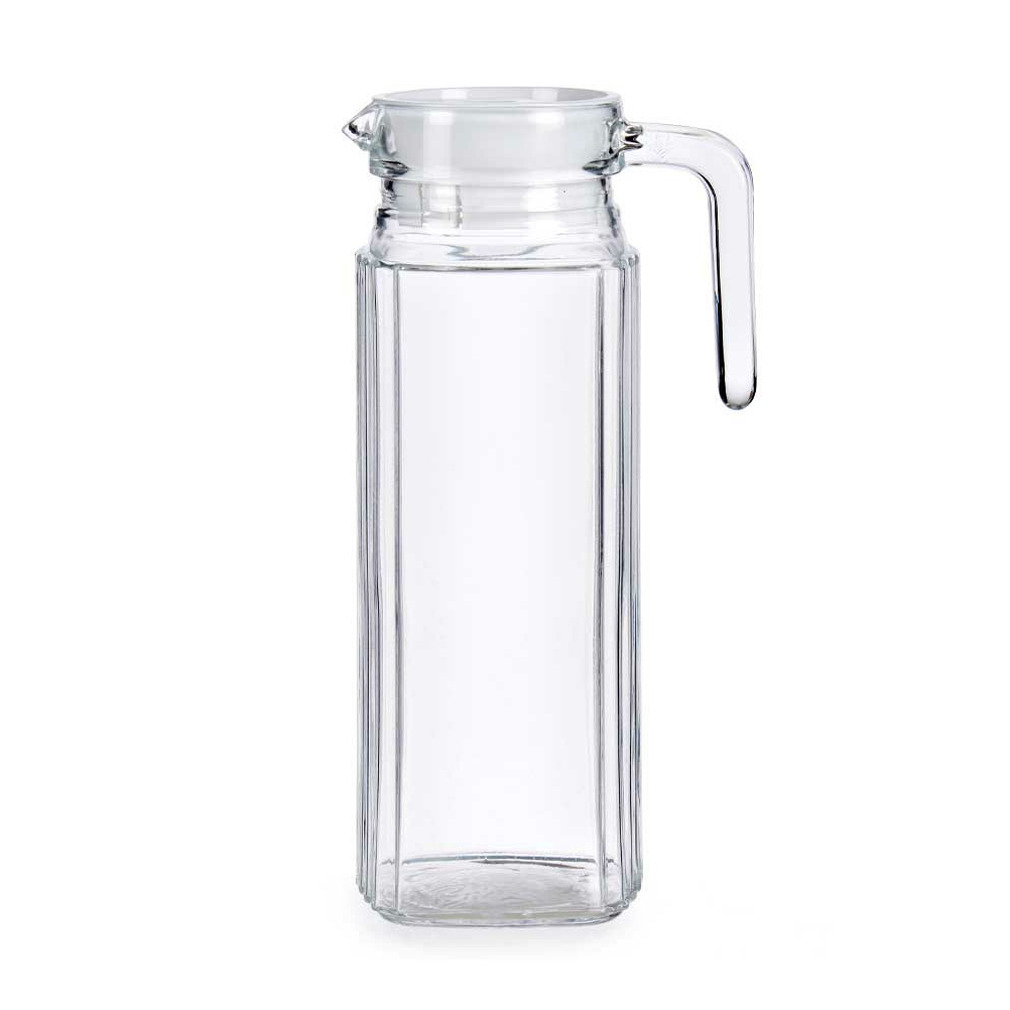 Vivalto schenkkan/water/wijn karaf - glas - transparant - 1000 ml - D12 x H24 cm - met dop -