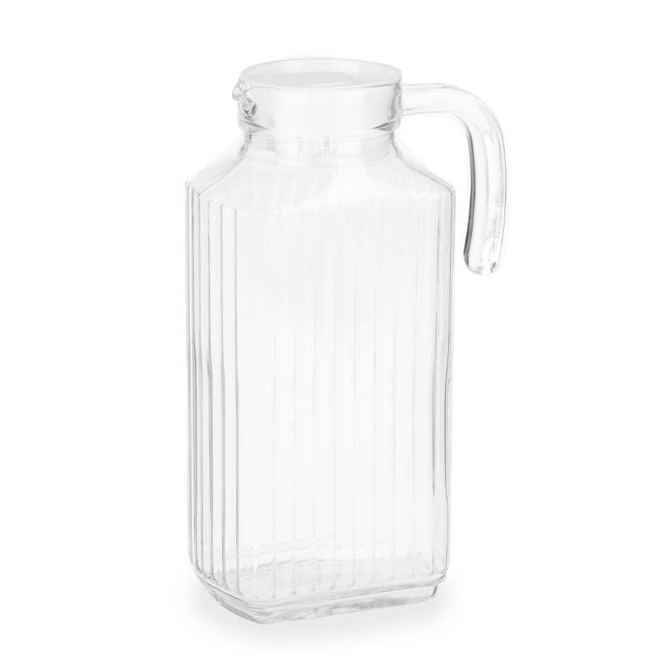 Vivalto schenkkan/water/wijn karaf - glas - transparant - 1800 ml - D15 x H26 cm - met dop -