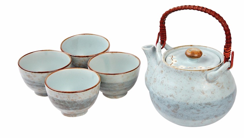 Tokyo Design Studio  Soshun - Theeset met Theepot en 4 kopjes - Mintgroen - 16 x 14 x 11cm 700ml