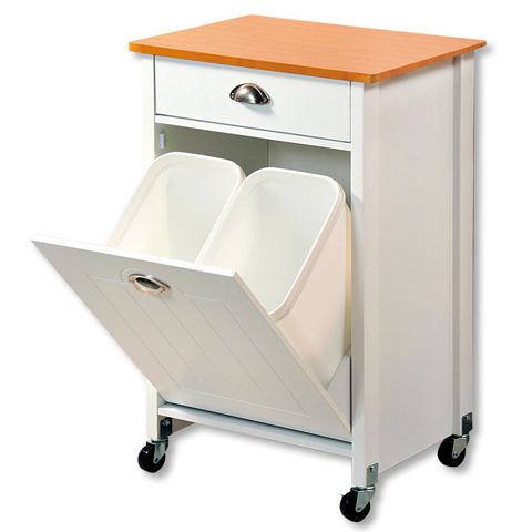 KESPER for kitchen & home Keukentrolley Rollwagen inclusief prullenbak, wit, FSC