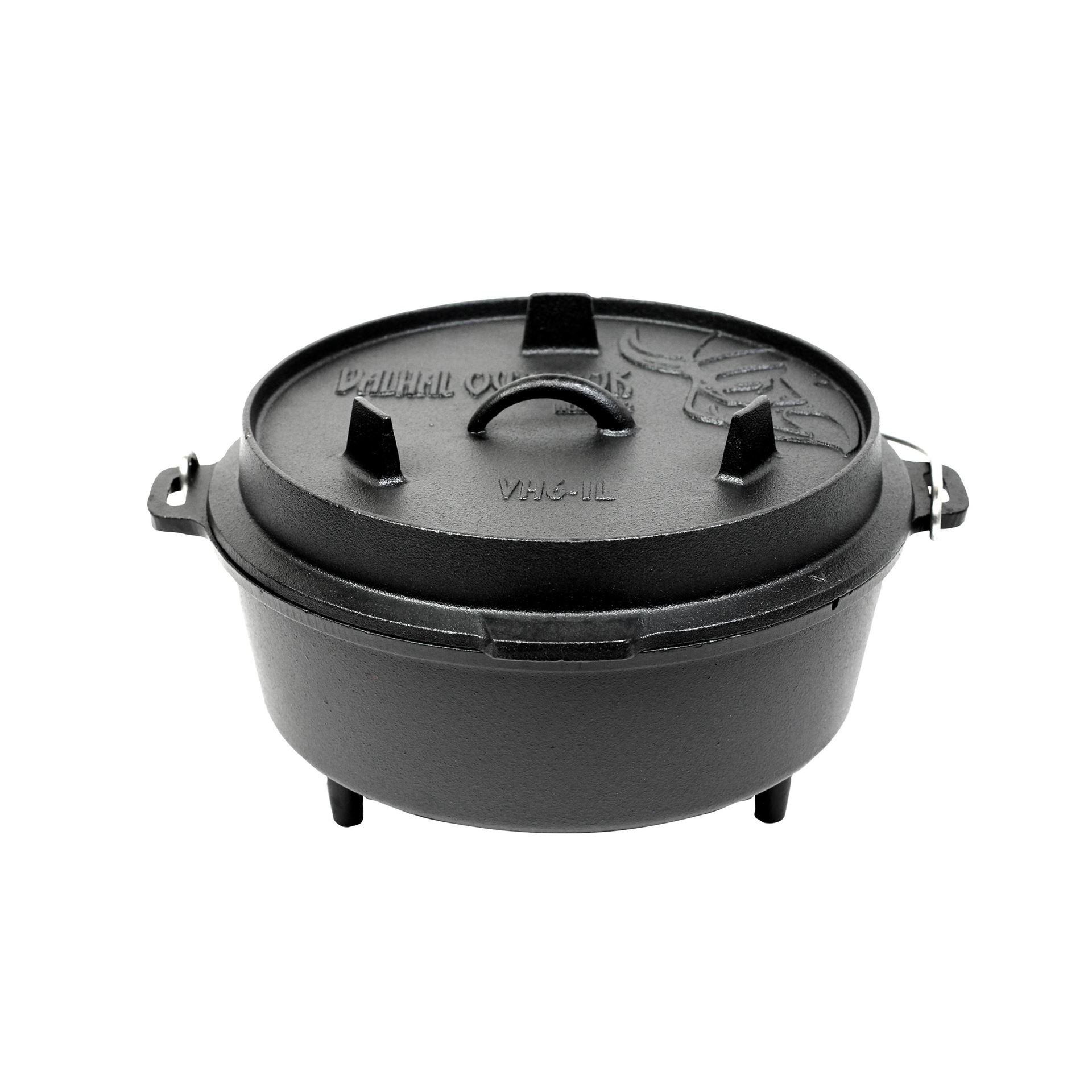 Van Beekum Specerijen Valhal Dutch Oven Gietijzer met Pootjes Outdoor 6,1 Liter