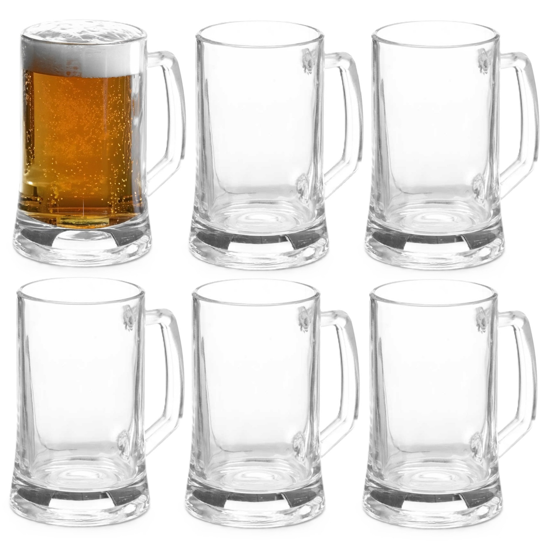 Vivalto Bierglazen - Bierpullen - transparant glas - 6x stuks - 380 ml -