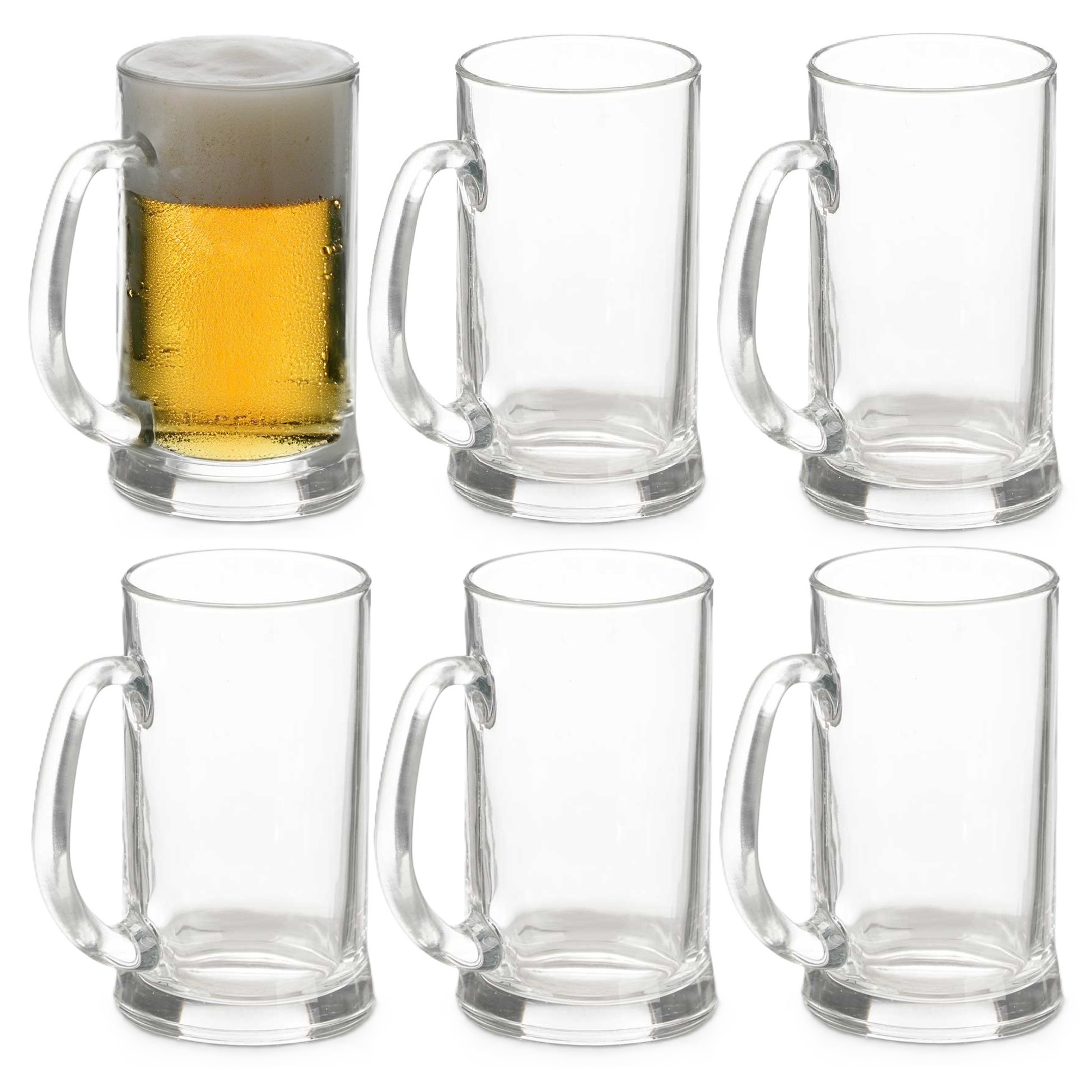 Vivalto Bierglazen - Bierpullen - transparant glas - 6x stuks - 650 ml -