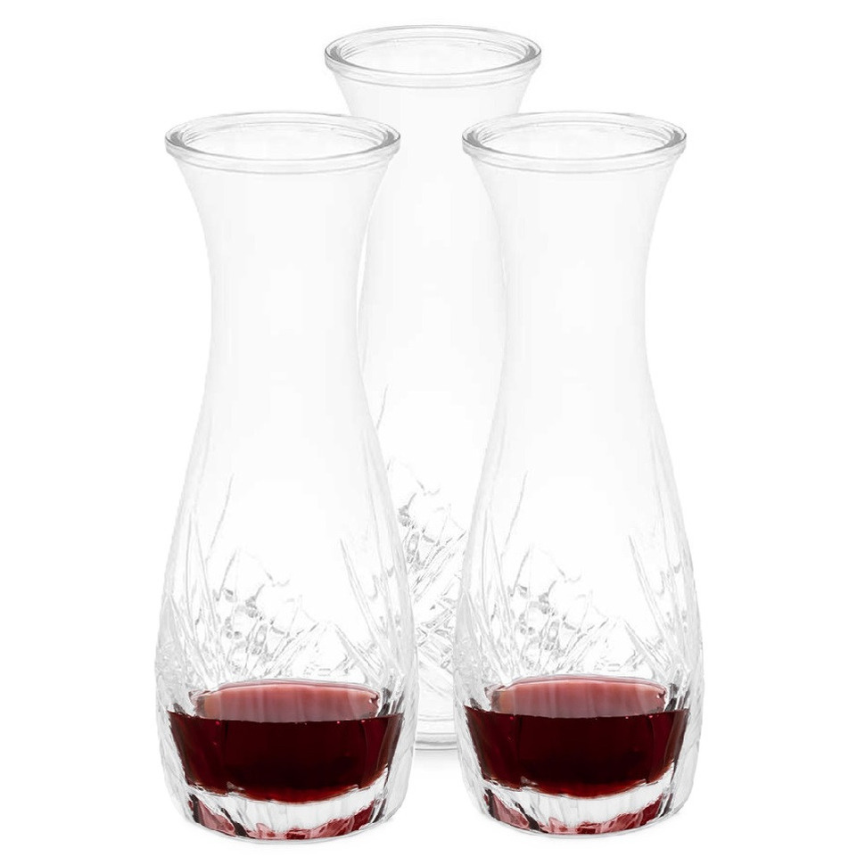 Vivalto schenkkan/water/wijn karaf - 3x - sierlijk glas - transparant - 1000 ml - D10 x H28 cm -