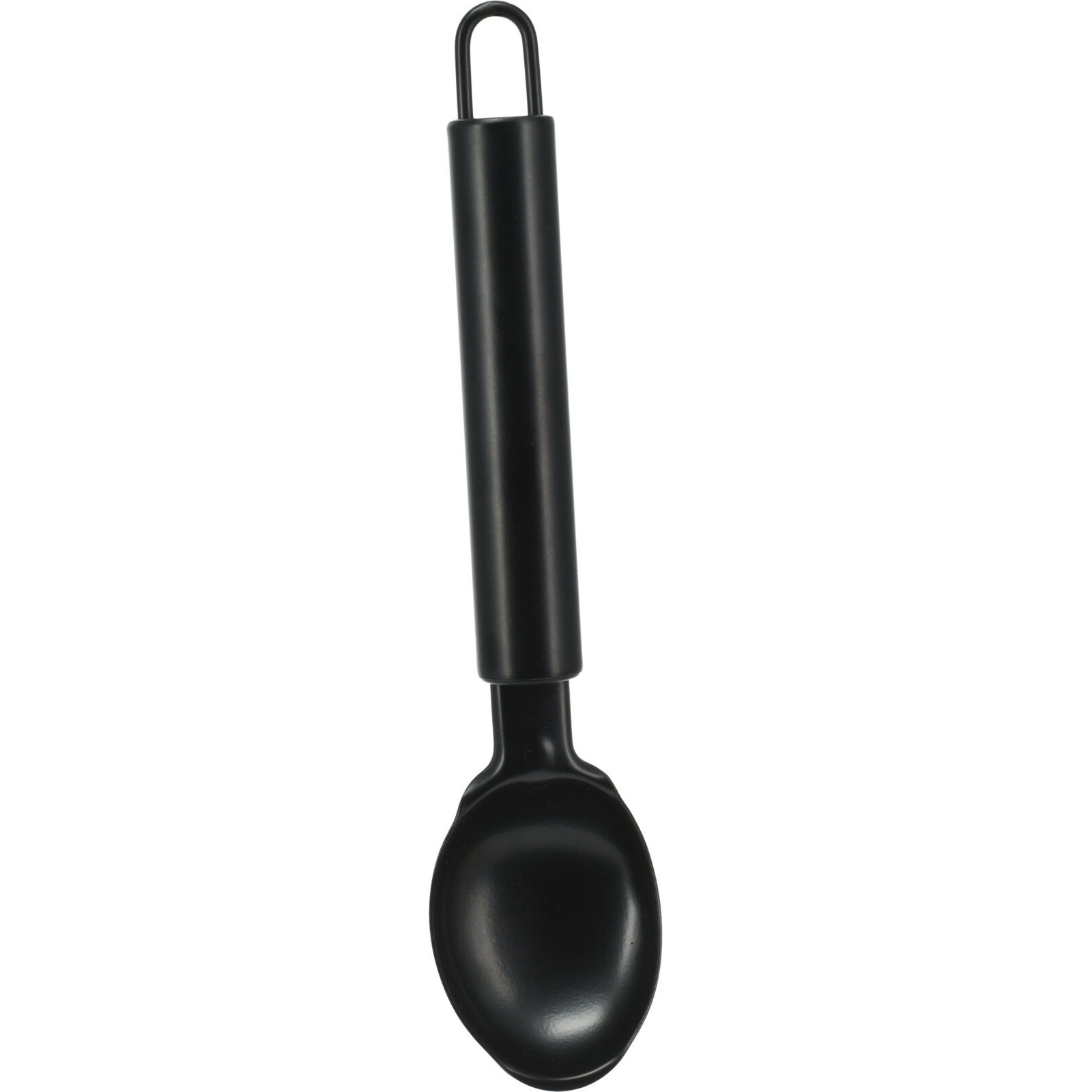 Excellent Houseware Kook/keuken gerei - ijslepel - zwart - RVS - 19 cm - knijpfunctie -