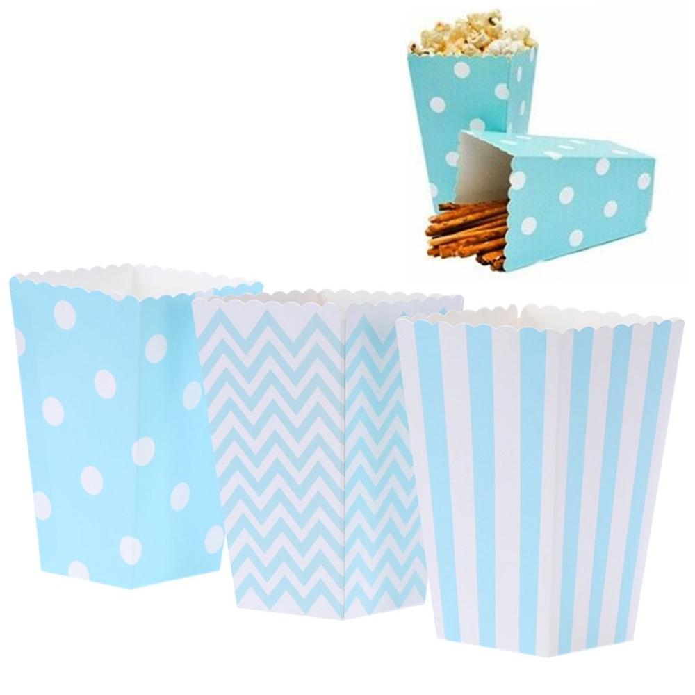 JingzhenRui for Theater,Party,Home Foldable Popcorn Paper Containers Popcorn Boxes Popcorn Tubs Party Supplies blue-wave