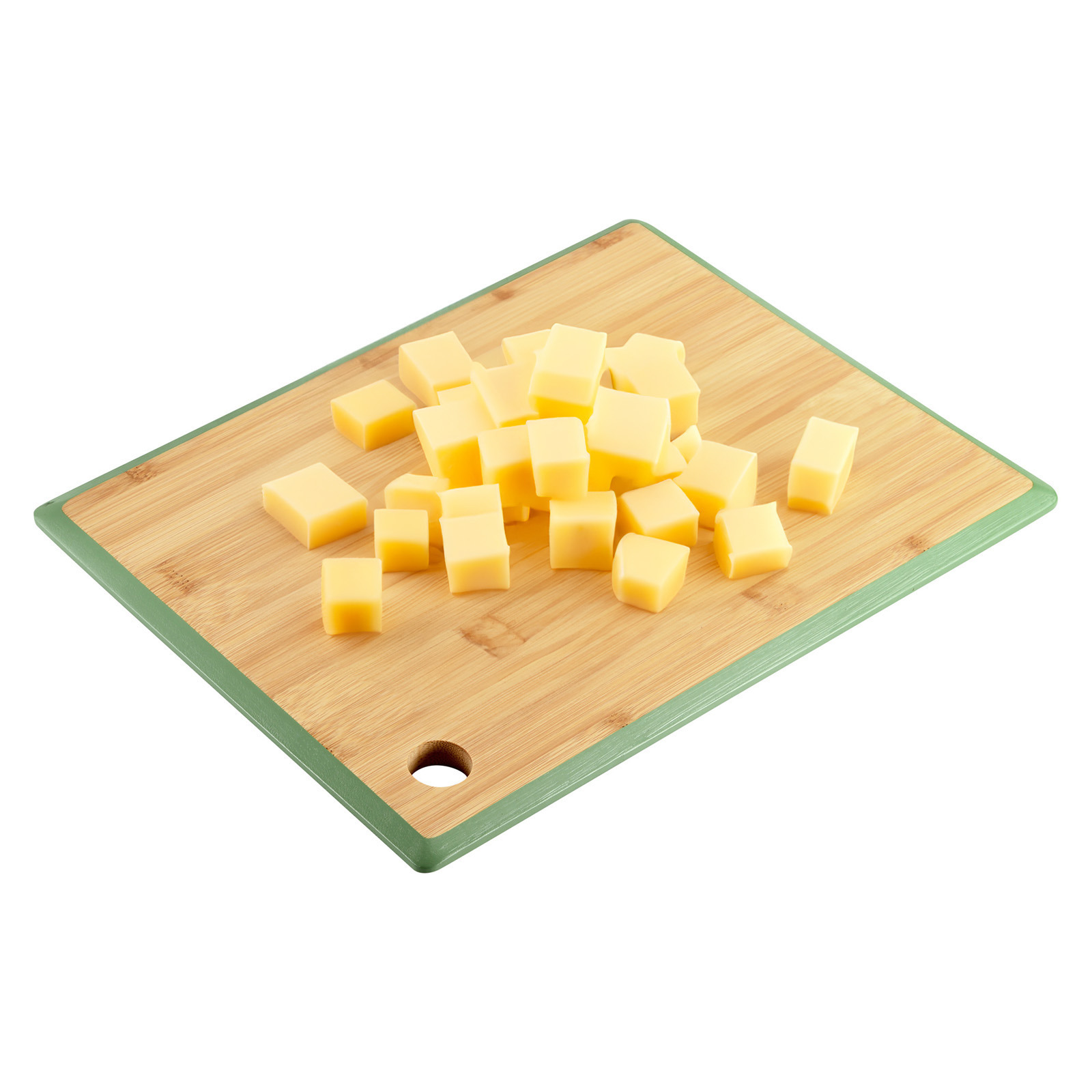 Kesper Keuken voedsel bereiden snijplank - 27 x 19 cm - bamboe hout - groene rand -