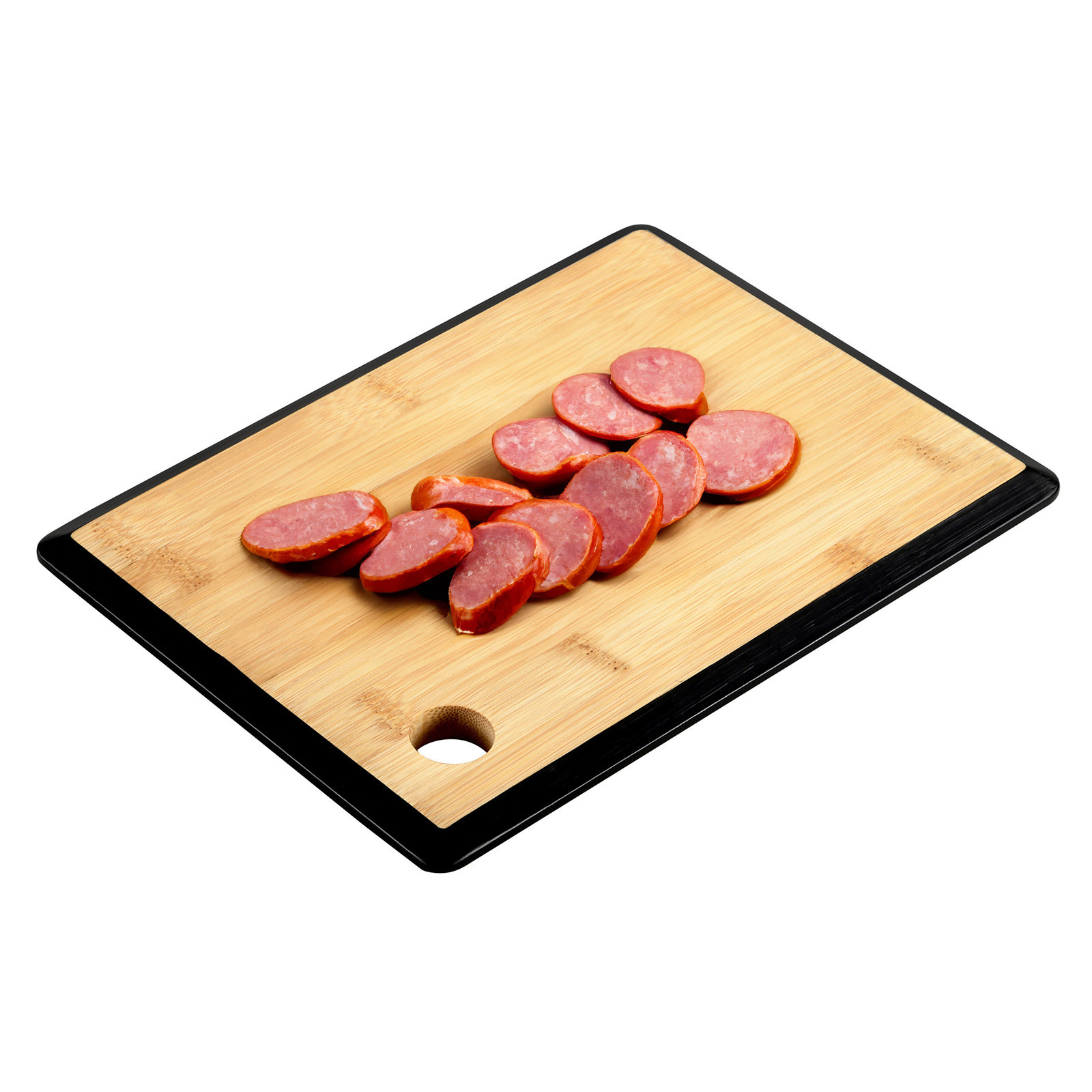 Kesper Keuken voedsel bereiden snijplank - 35 x 26 cm - bamboe hout - zwarte rand -