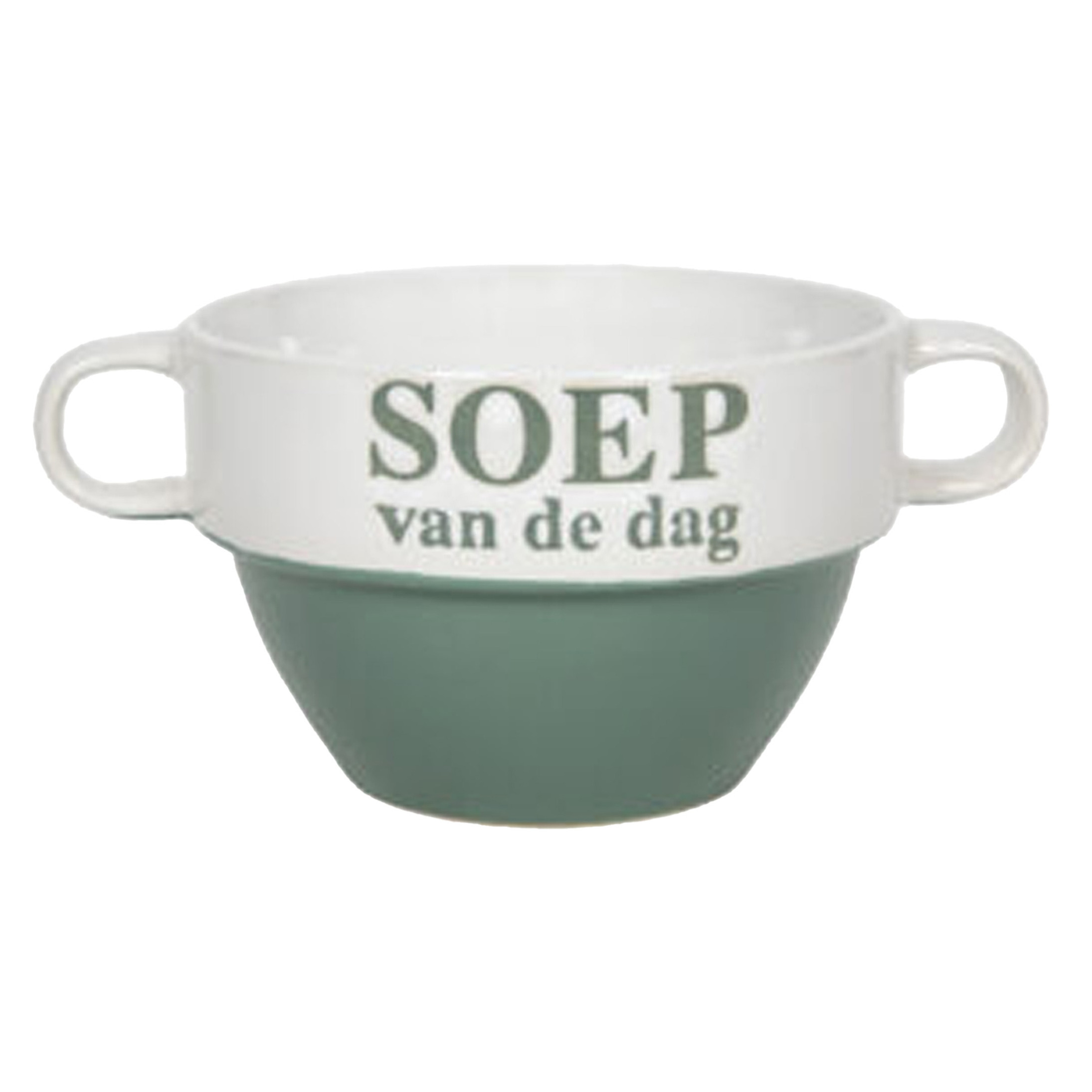 Merkloos Soepkommen - Soep van de dag - keramiek - D12 x H8 cm - groen - Stapelbaar -