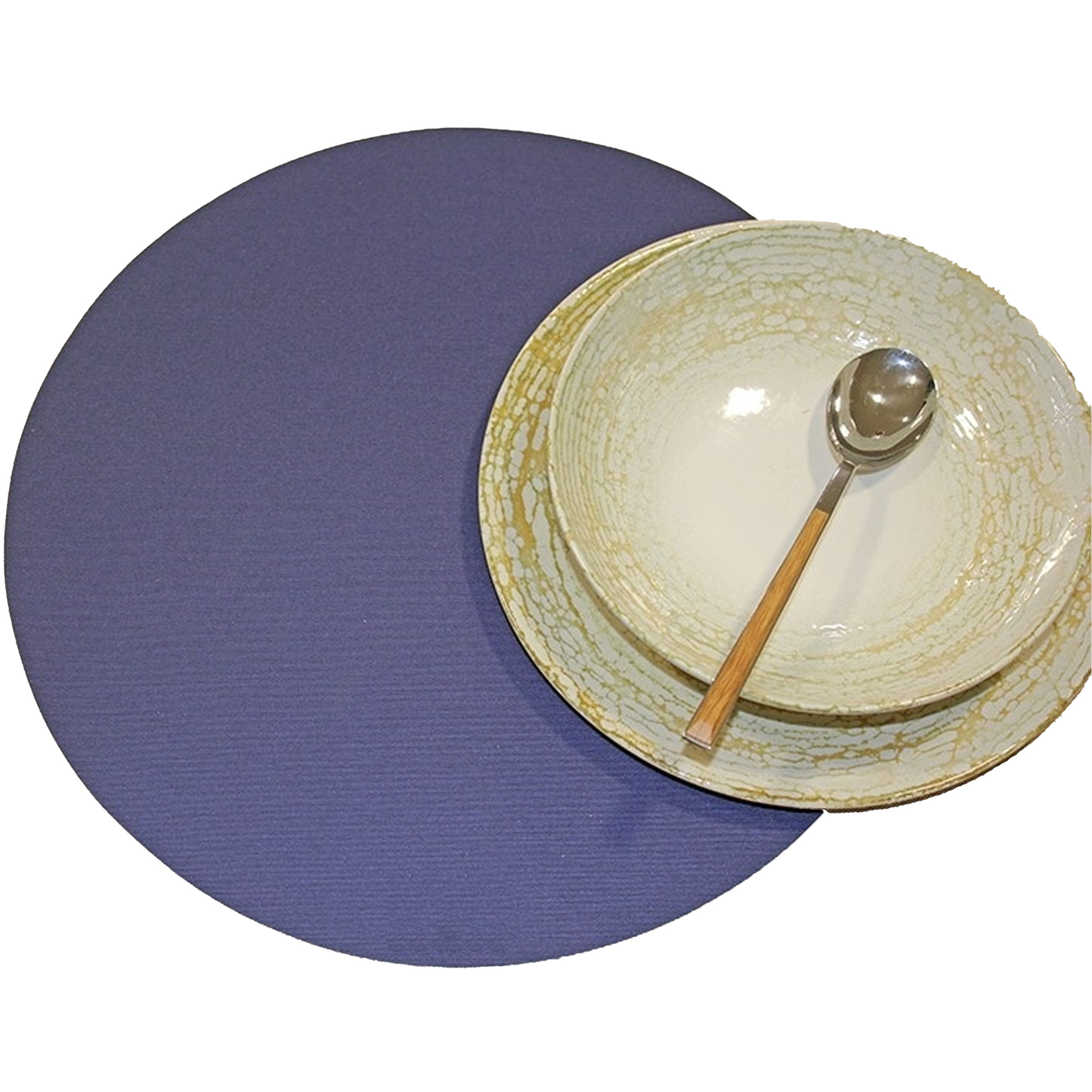 Wicotex Placemats Uni - donker blauw - rond 38cm - Teflon coating -