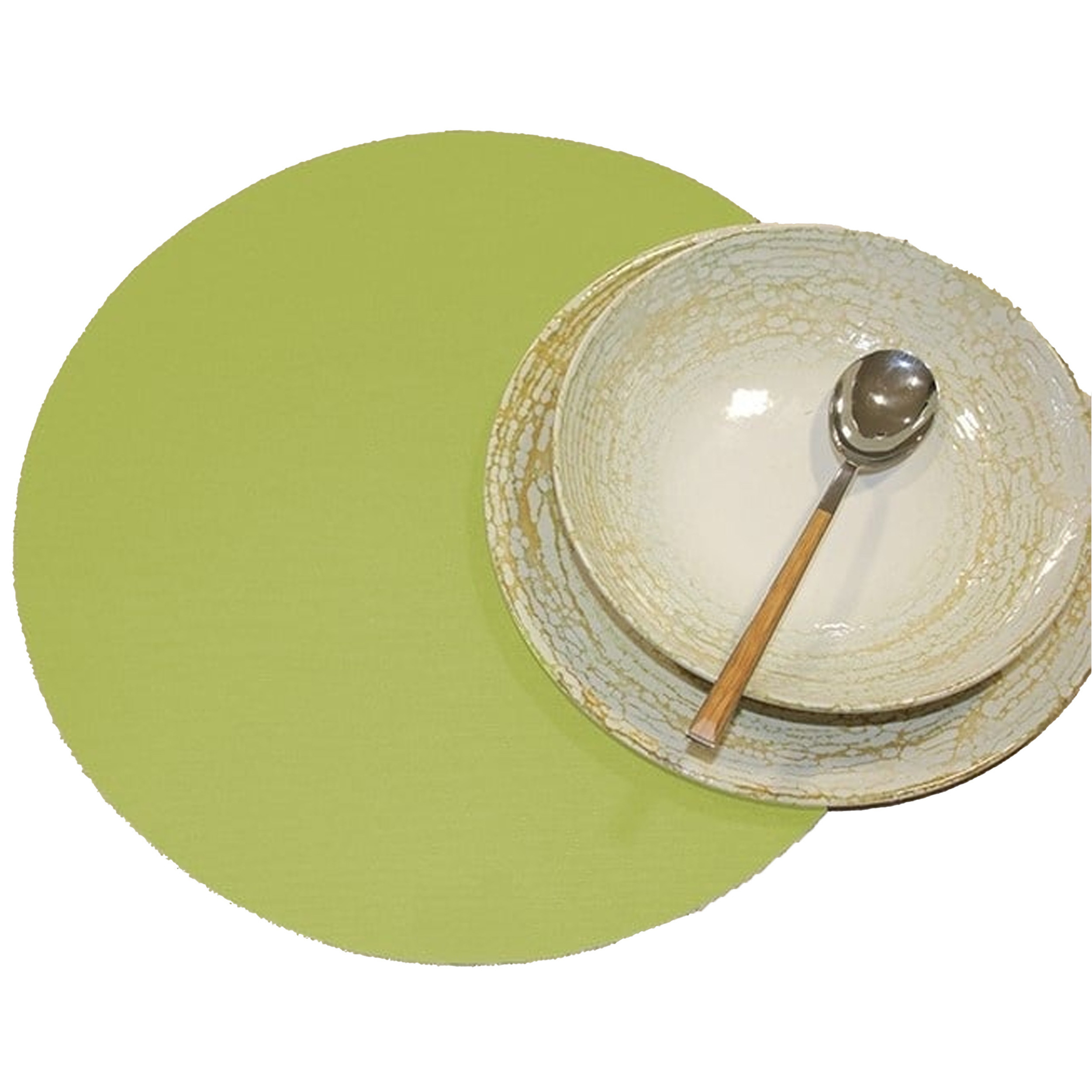 Wicotex Placemats Uni - lime groen - rond 38cm - Teflon coating -