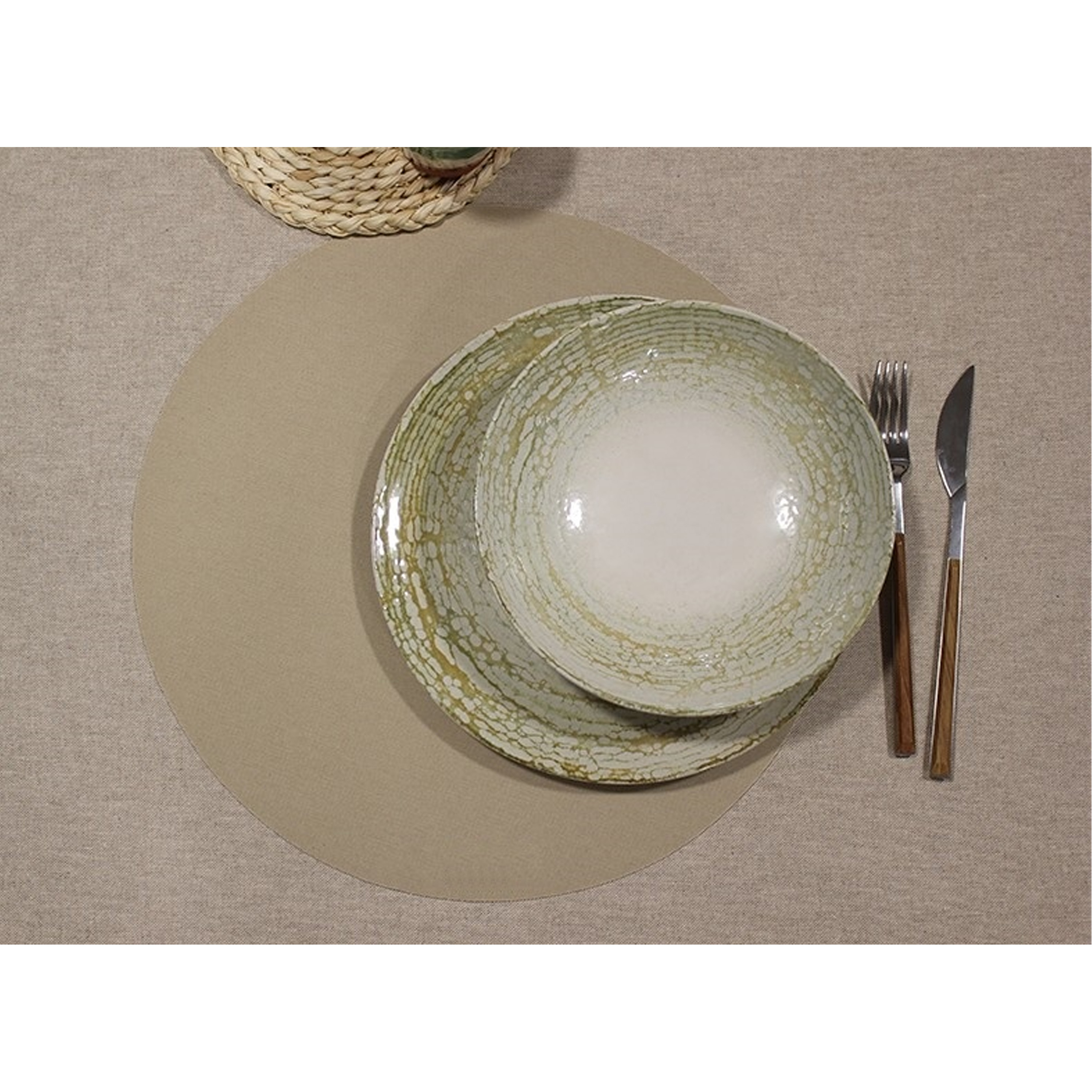 Wicotex Placemats Uni - taupe - rond 38cm - Teflon coating - anti slip -