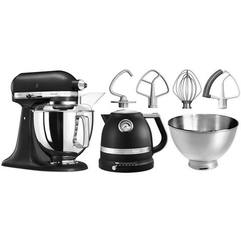 KitchenAid Keukenmachine 5KSM175PSEBK VULKAANZWART Gratis waterkoker, 2e kom, flexibele garde (waarde ca. 347,-VAP)