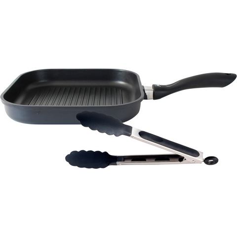 Elo Grillpan Alucast 28x28 cm, dur select coating, inductie, inclusief serveertang (1-delig)