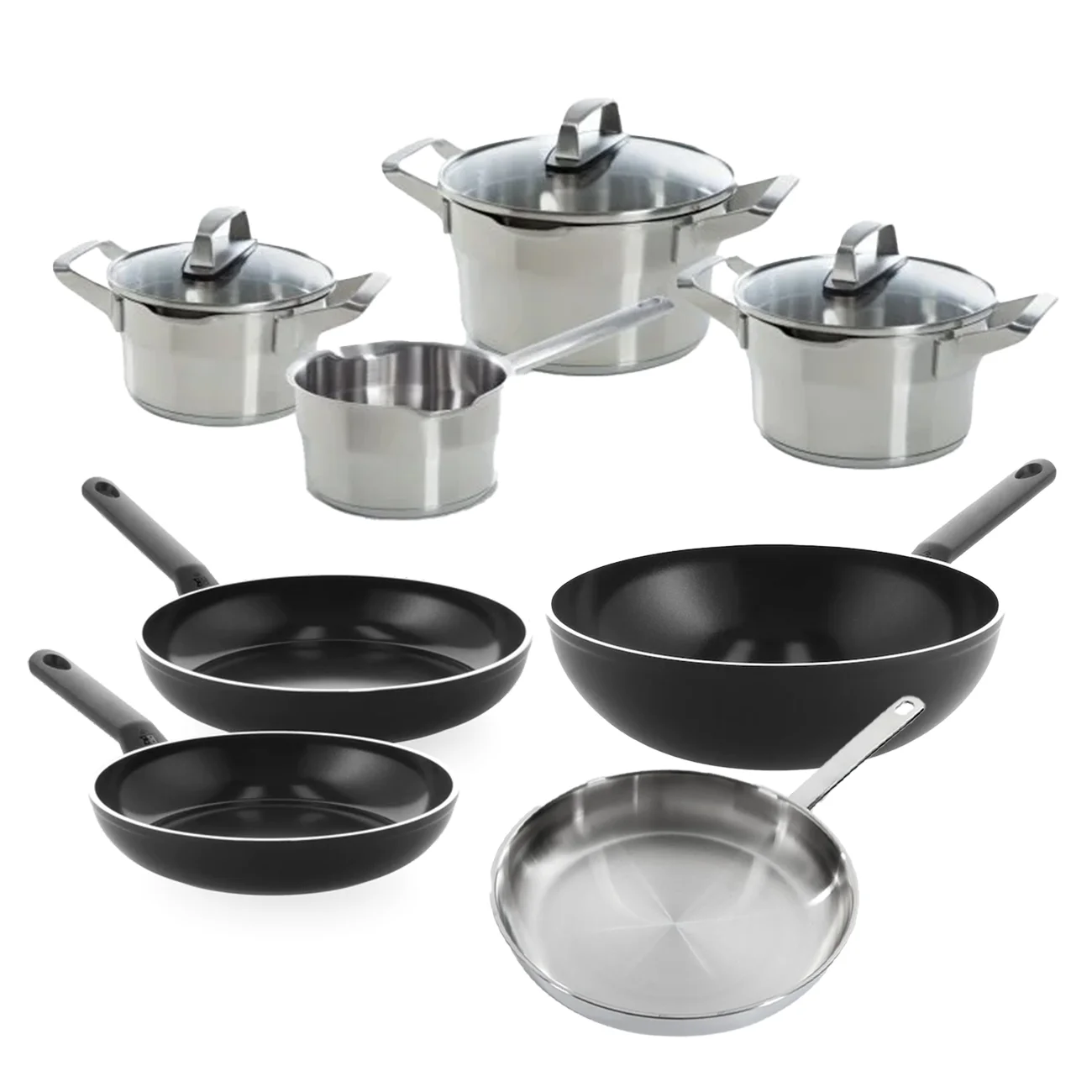 BK Cookware Premium+ Pannenset - 8 delig - RVS - Veilig afgietsysteem