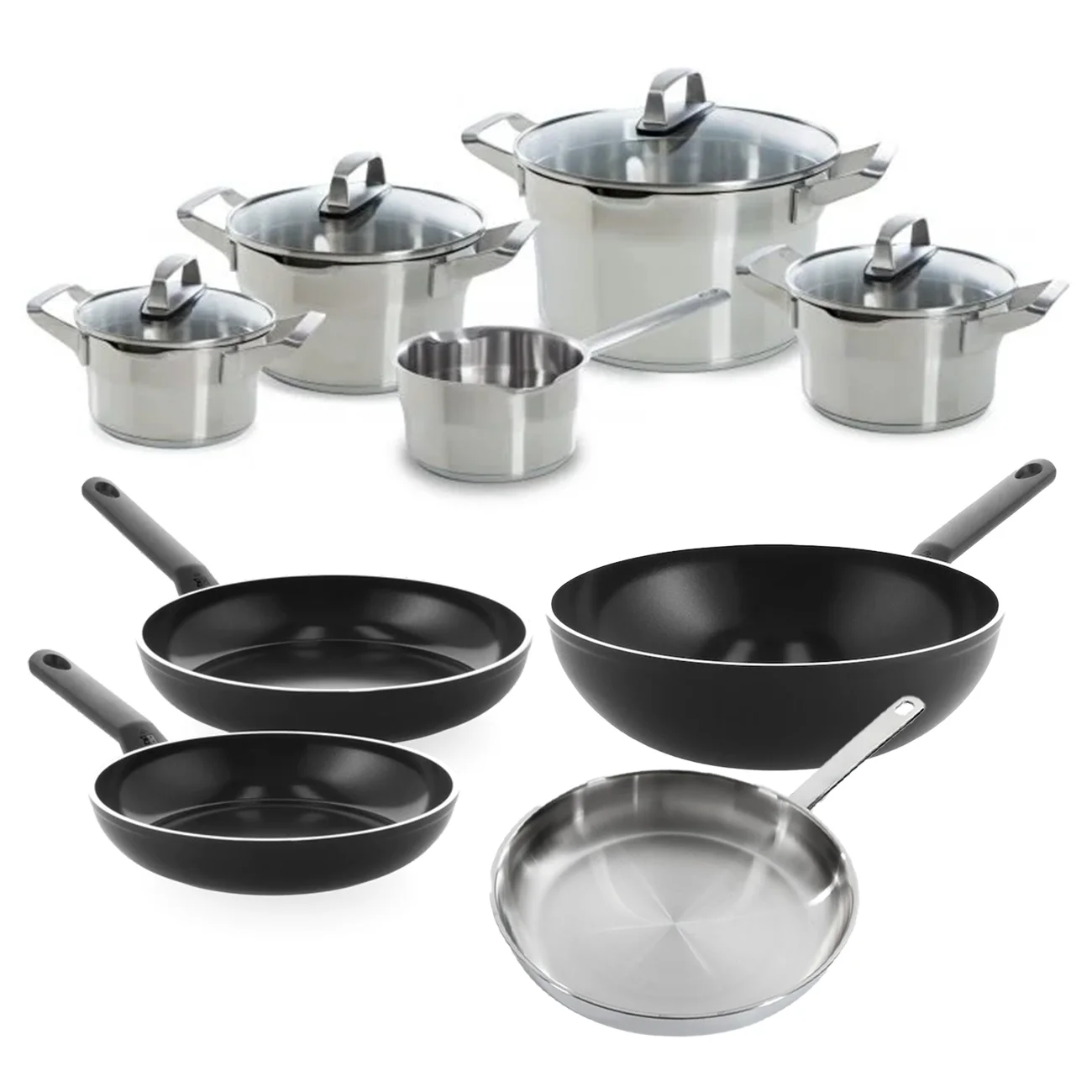 BK Cookware Premium+ Pannenset - 9 delig - RVS - Veilig afgietsysteem