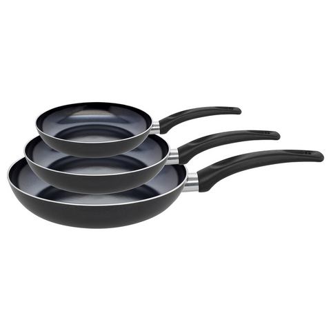 Elo Basic Pfannen-Set Prima Cucina, Aluminium (Set, 3-tlg., je 1 Bratpfanne Ø 20/24/28 cm, H: 4,3/4,5/5 cm), Induktion