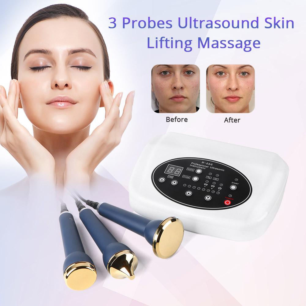 SUERBEATY 3 Sondes Echografie Gezichtslichaam Massager Huidverstrakking Schoonheidsmachine 1 wit