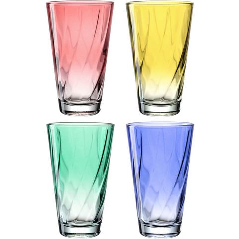 LEONARDO Glazenset Drinkglas, TWIST, 300 ml, gekleurd assorti, 4-delig set (set, 4-delig)