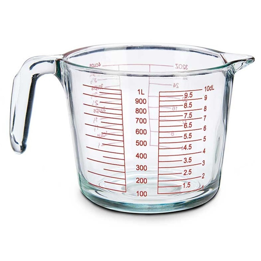 Vivalto Maatbeker - glas - 1000 ml - 21 x 15 x 11 cm - Maatbekers van glas - Vloeistoffen afmeten -