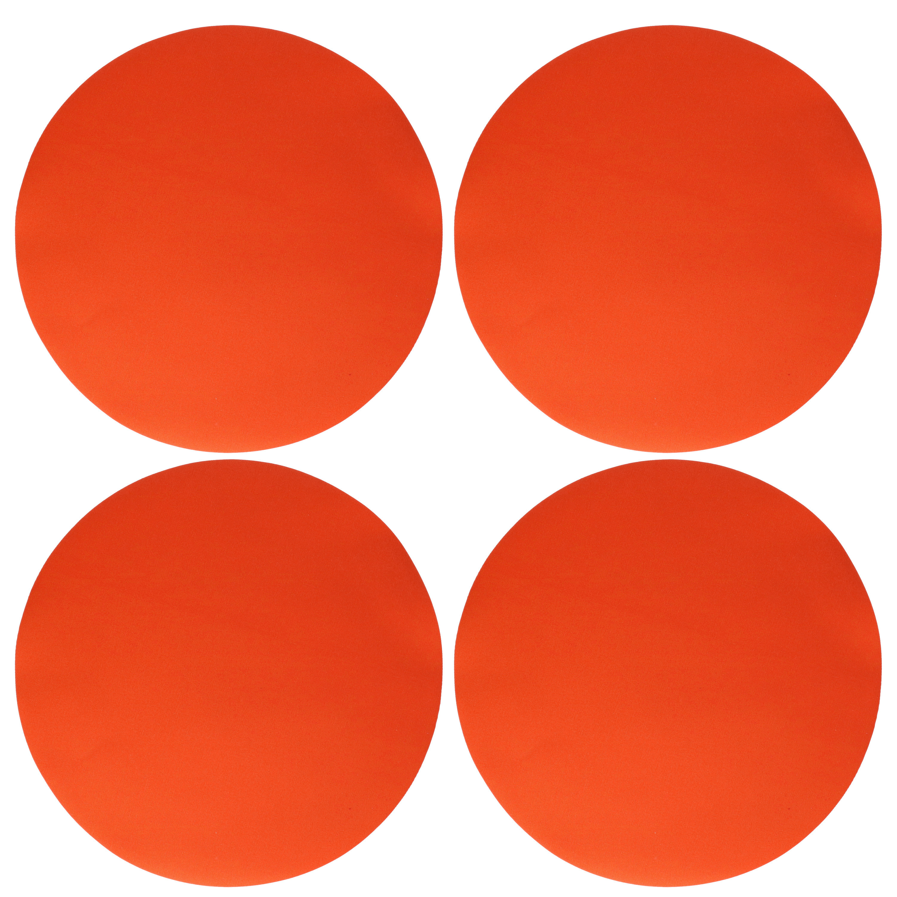 Wicotex Placemats Uni - 4x - oranje - rond cm - anti slip laag - Teflon coating toplaag -