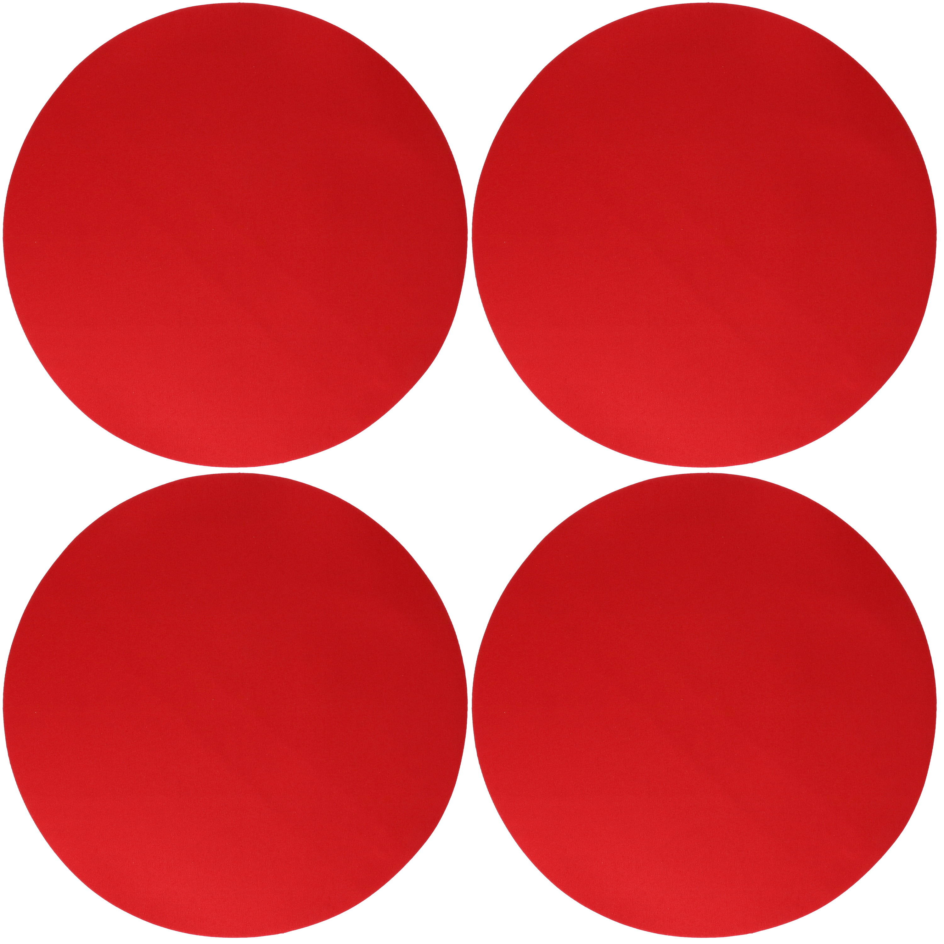 Wicotex Placemats Uni - 4x - rood - rond cm - anti slip laag - Teflon coating toplaag -