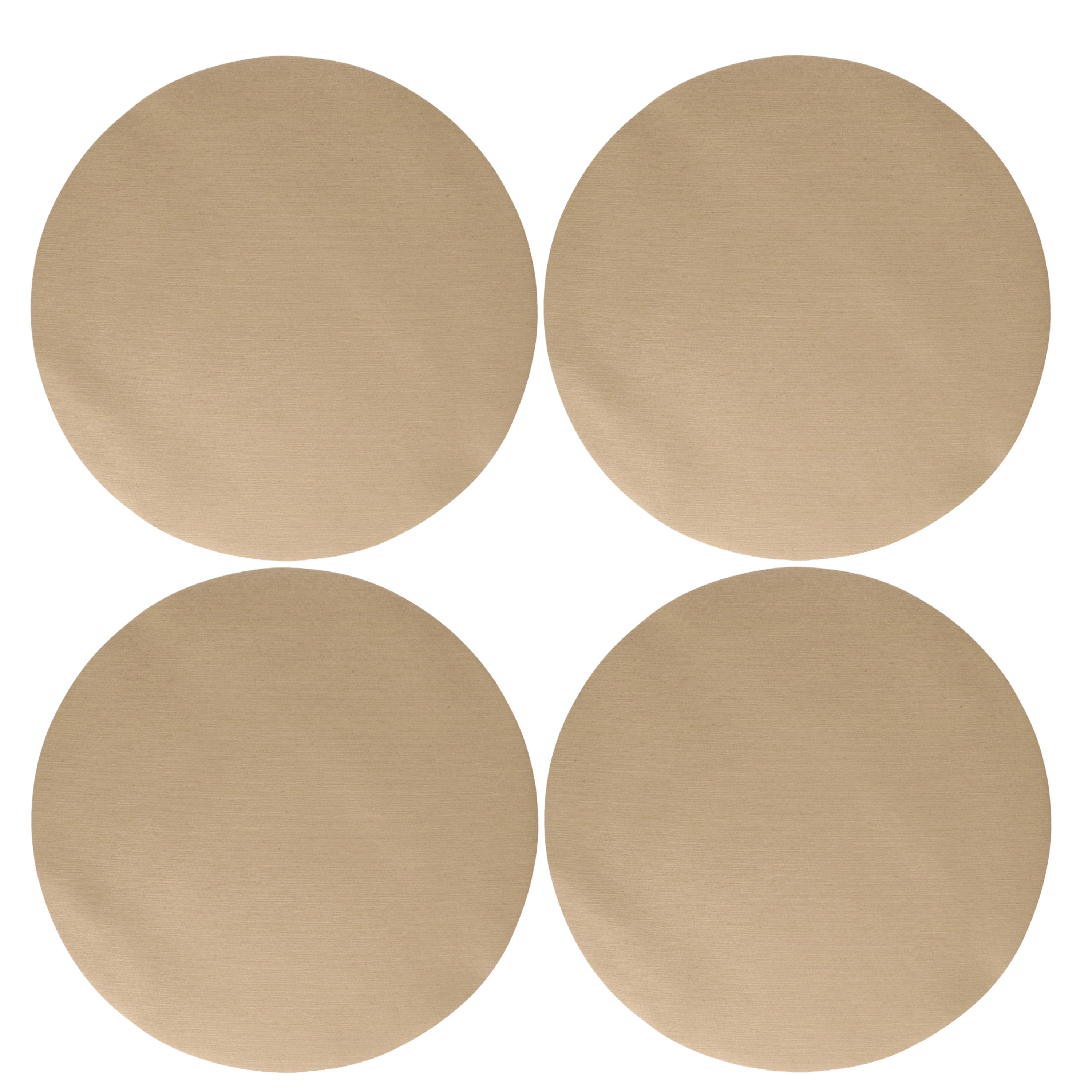 Wicotex Placemats Uni - 4x - taupe - rond cm - anti slip laag - Teflon coating toplaag -