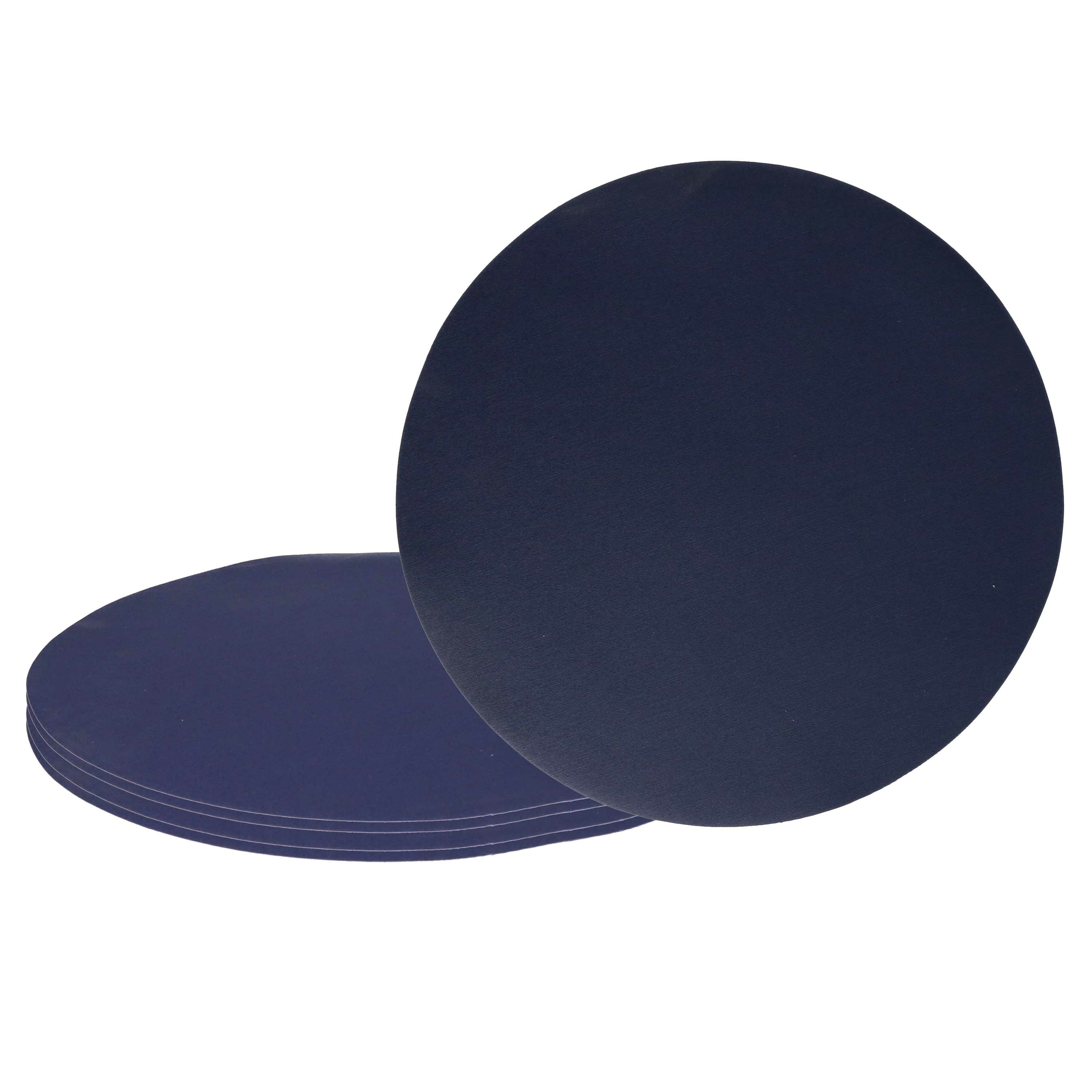 Wicotex Placemats Uni - 6x - donker blauw - rond cm - anti slip laag - Teflon coating toplaag -