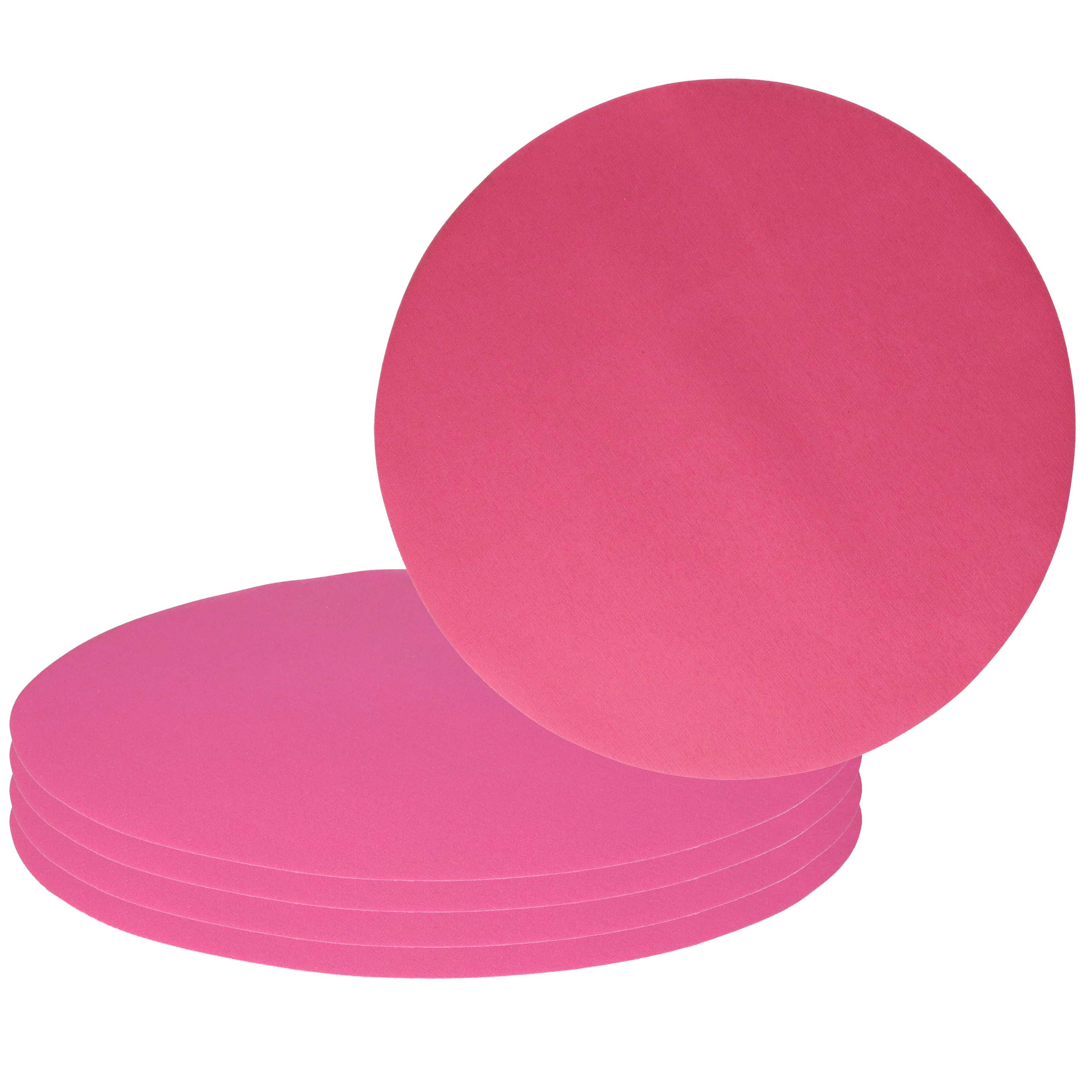 Wicotex Placemats Uni - 6x - fuchsia roze - rond cm - anti slip laag - Teflon coating toplaag -