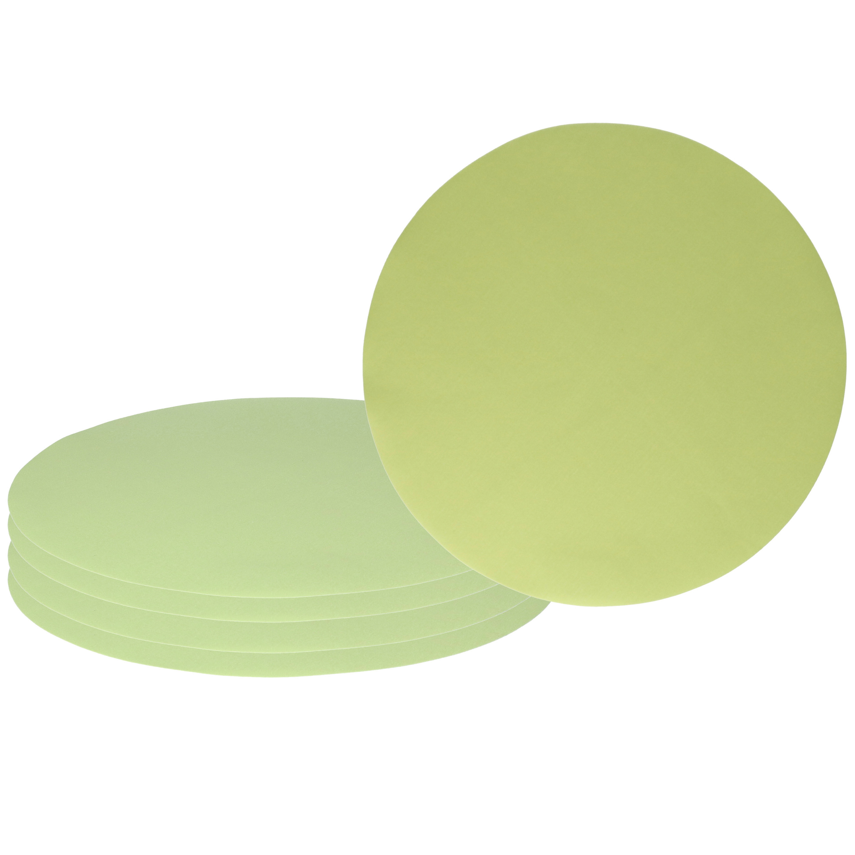 Wicotex Placemats Uni - 6x - lime groen - rond cm - anti slip laag - Teflon coating toplaag -