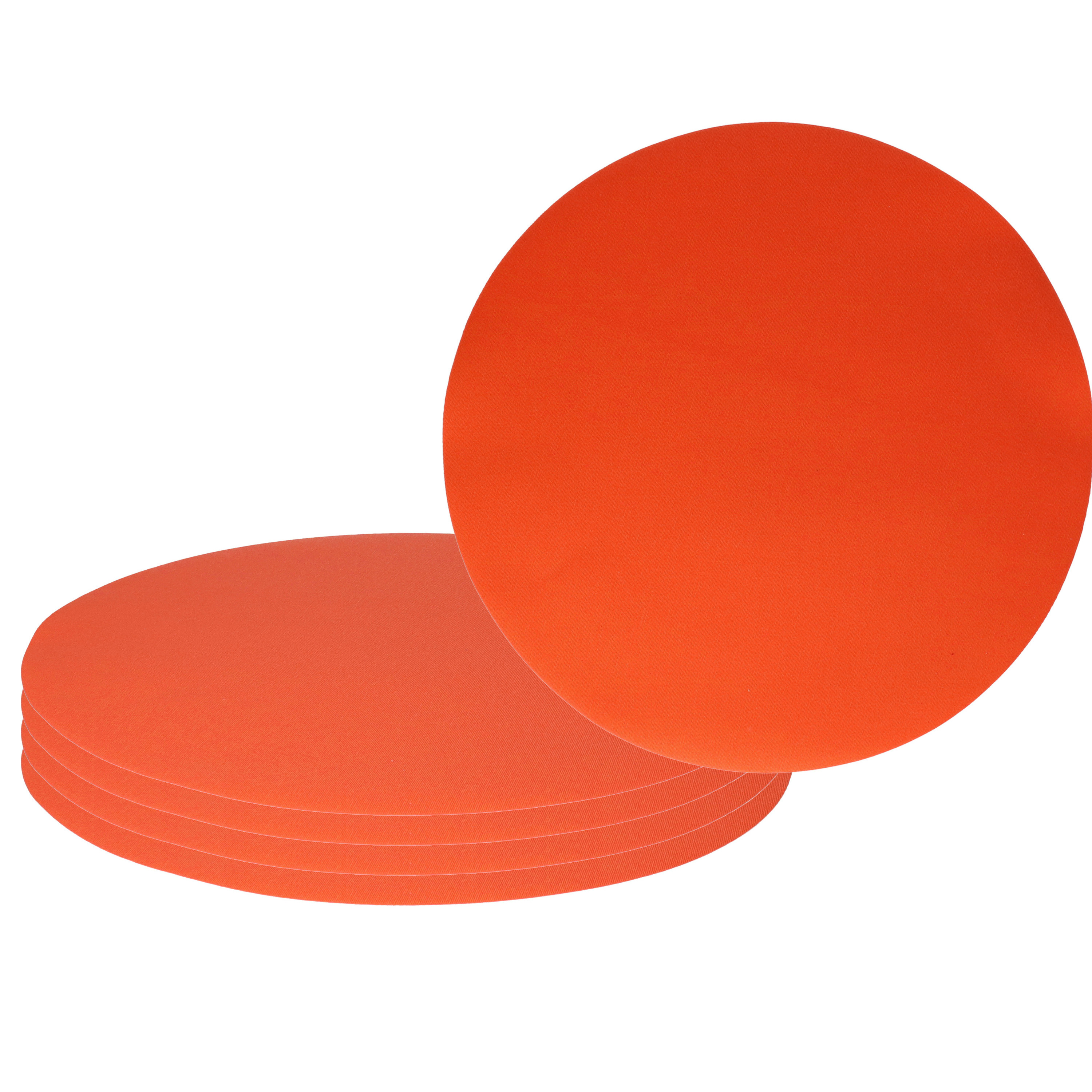 Wicotex Placemats Uni - 6x - oranje - rond cm - anti slip laag - Teflon coating toplaag -