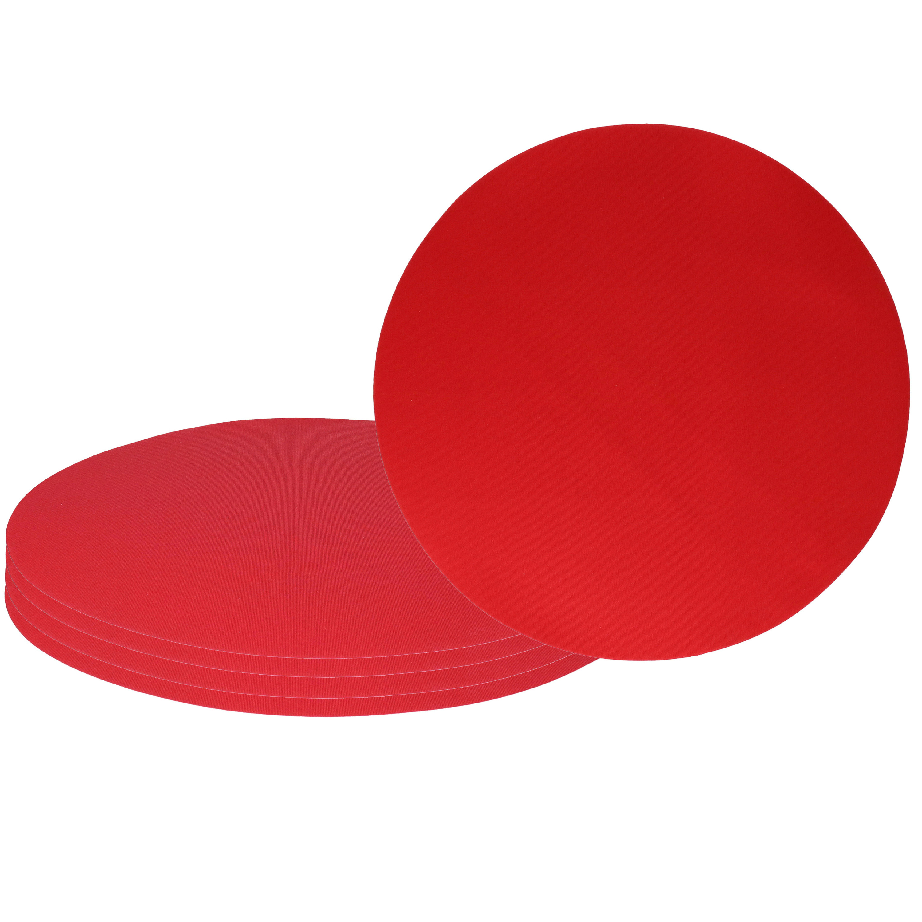 Wicotex Placemats Uni - 6x - rood - rond cm - anti slip laag - Teflon coating toplaag -