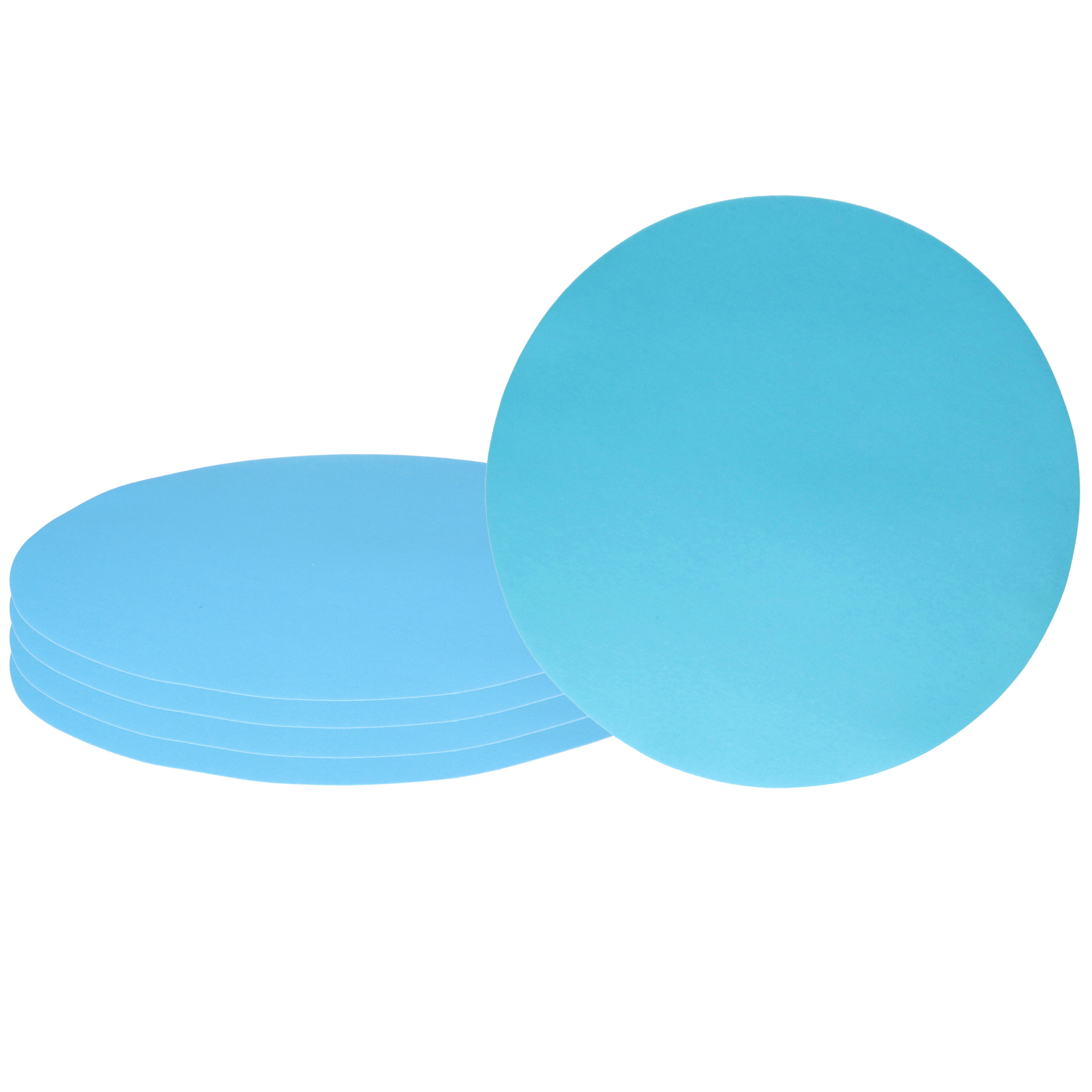 Wicotex Placemats Uni - 6x - turquoise - rond cm - anti slip laag - Teflon coating toplaag -