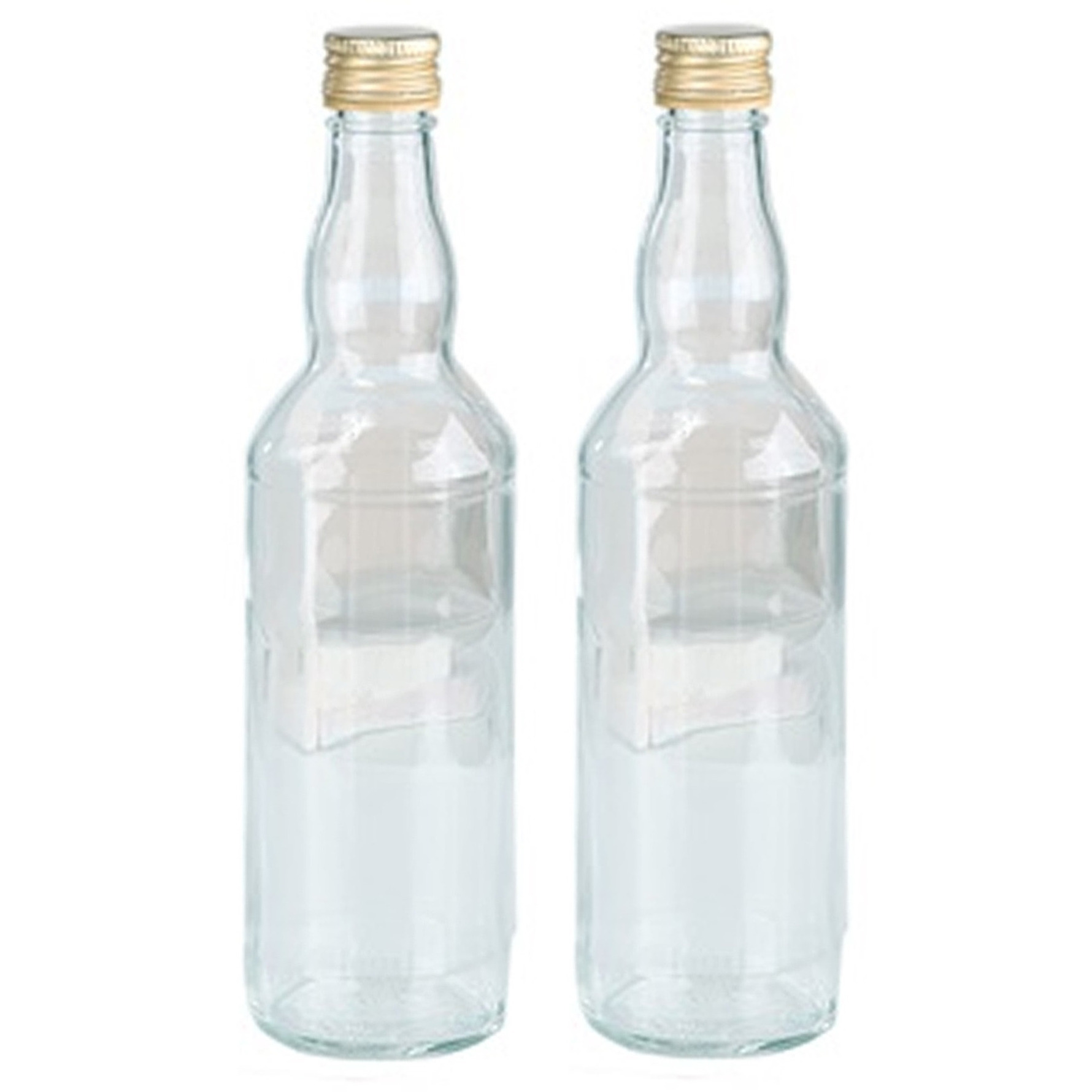 Merkloos Glazen fles met schroefdop van 500 ml - 2x - Weckflessen - Waterflessen - Olie flessen -