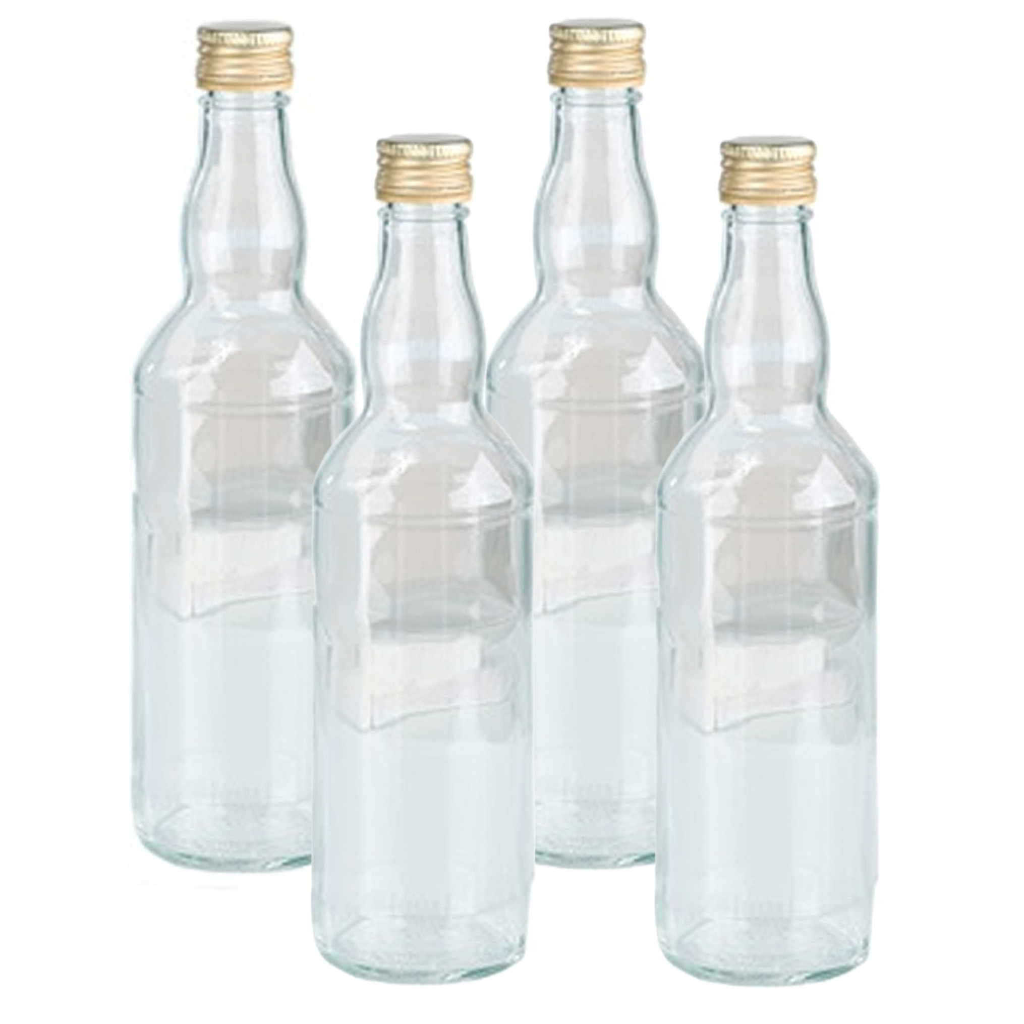 Merkloos Glazen fles met schroefdop van 500 ml - 4x - Weckflessen - Waterflessen - Olie flessen -