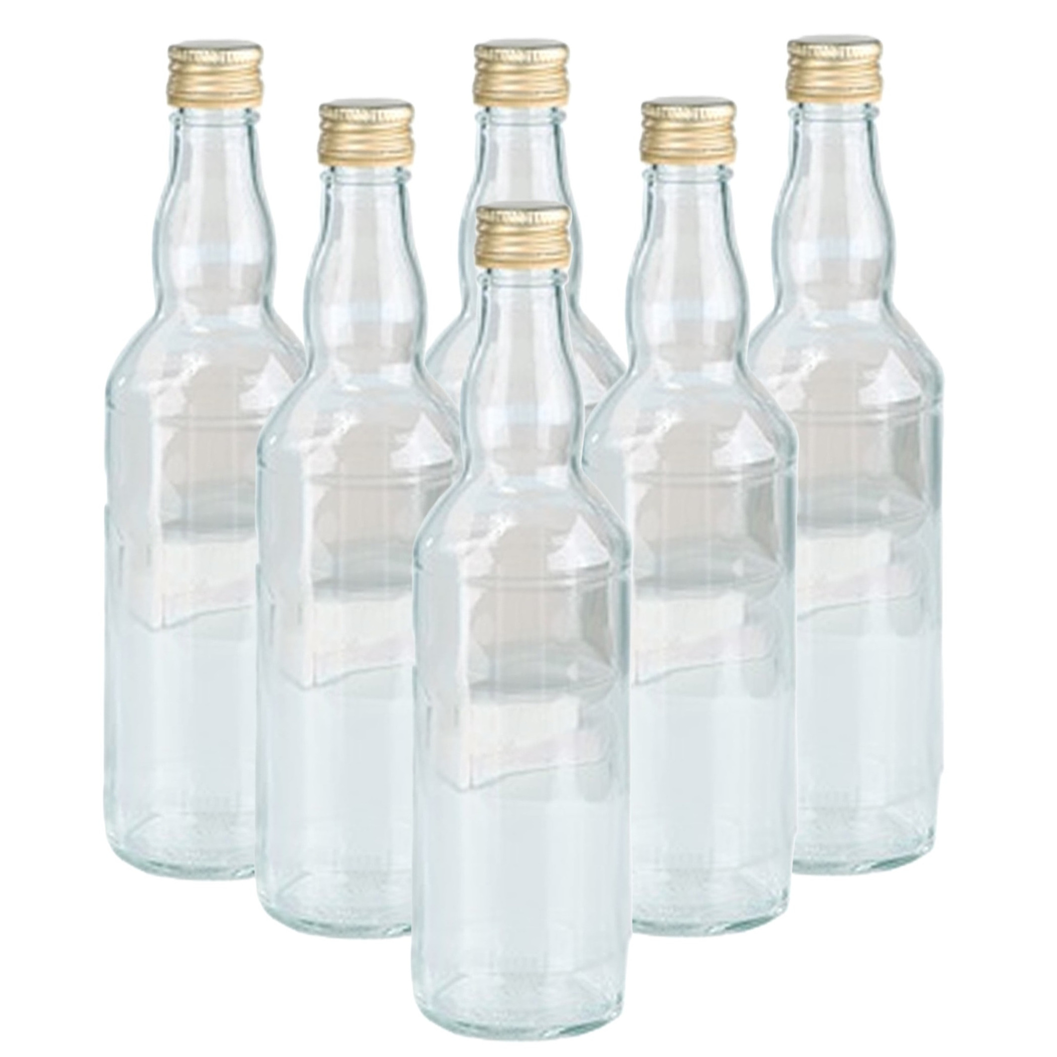 Merkloos Glazen fles met schroefdop van 500 ml - 6x - Weckflessen - Waterflessen - Olie flessen -