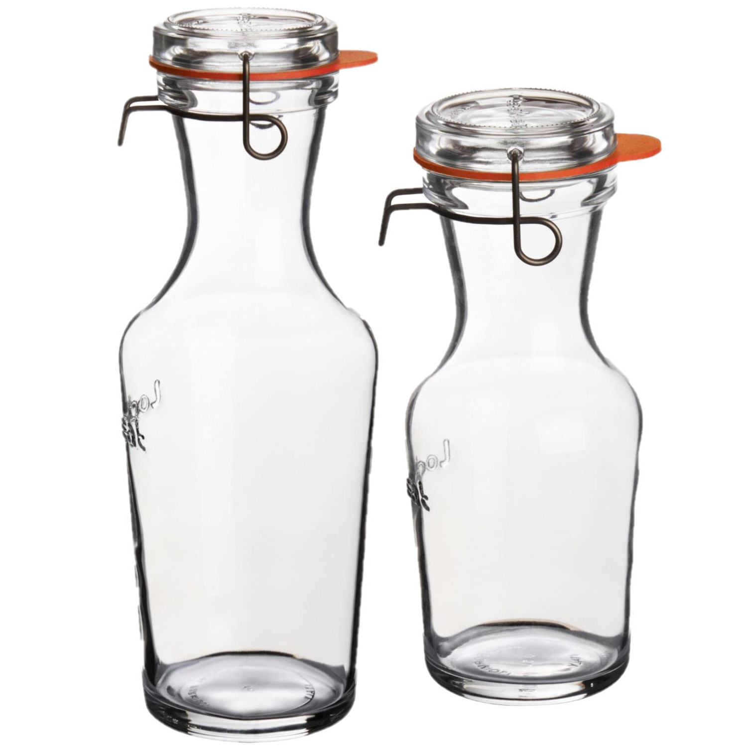 Luigi Bormioli Set van 2x stuks glazen water karaffen lock eat van 500 ml en 1 liter -