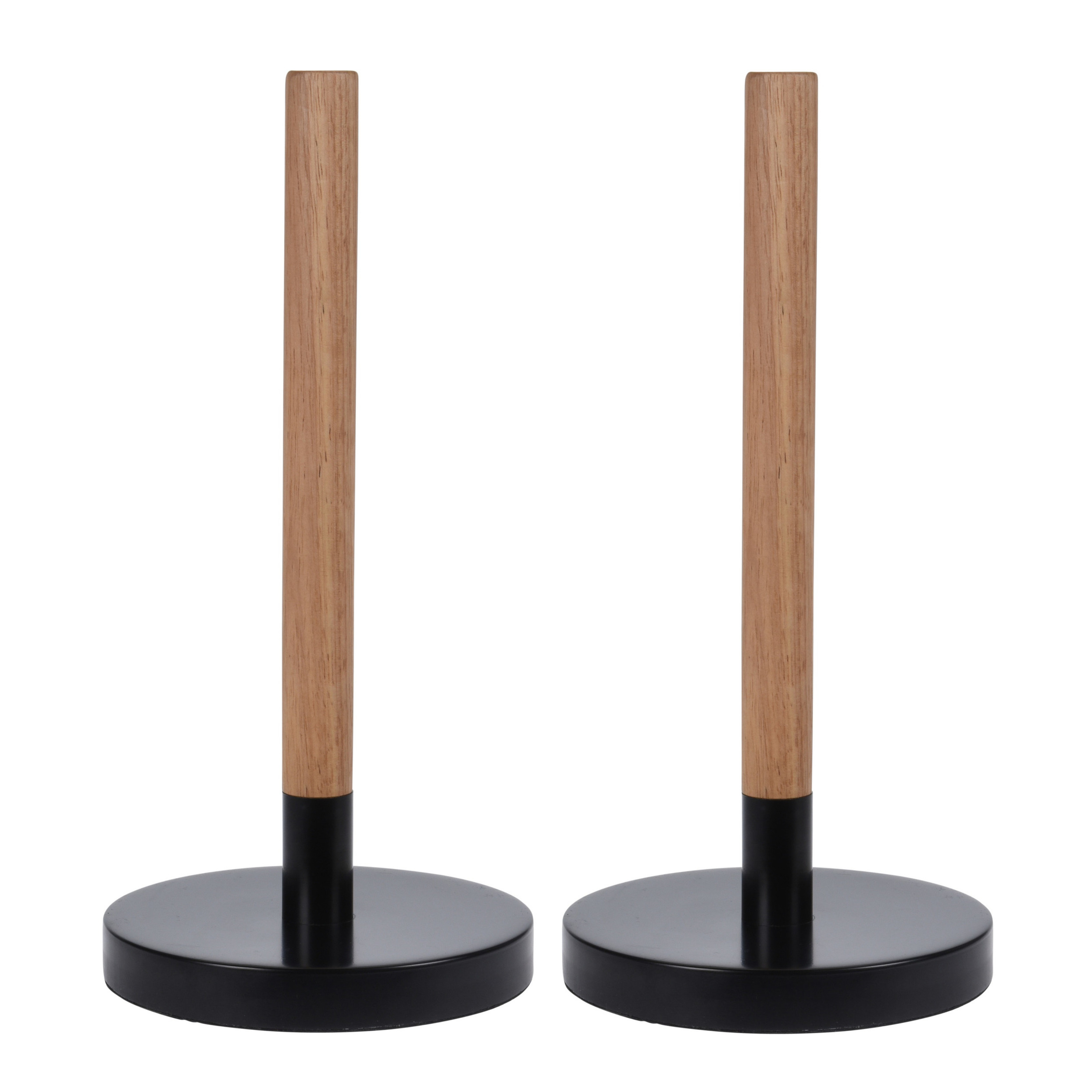 Merkloos 2x stuks keukenrol/keukenpapierhouders zwart bamboe 31 cm -