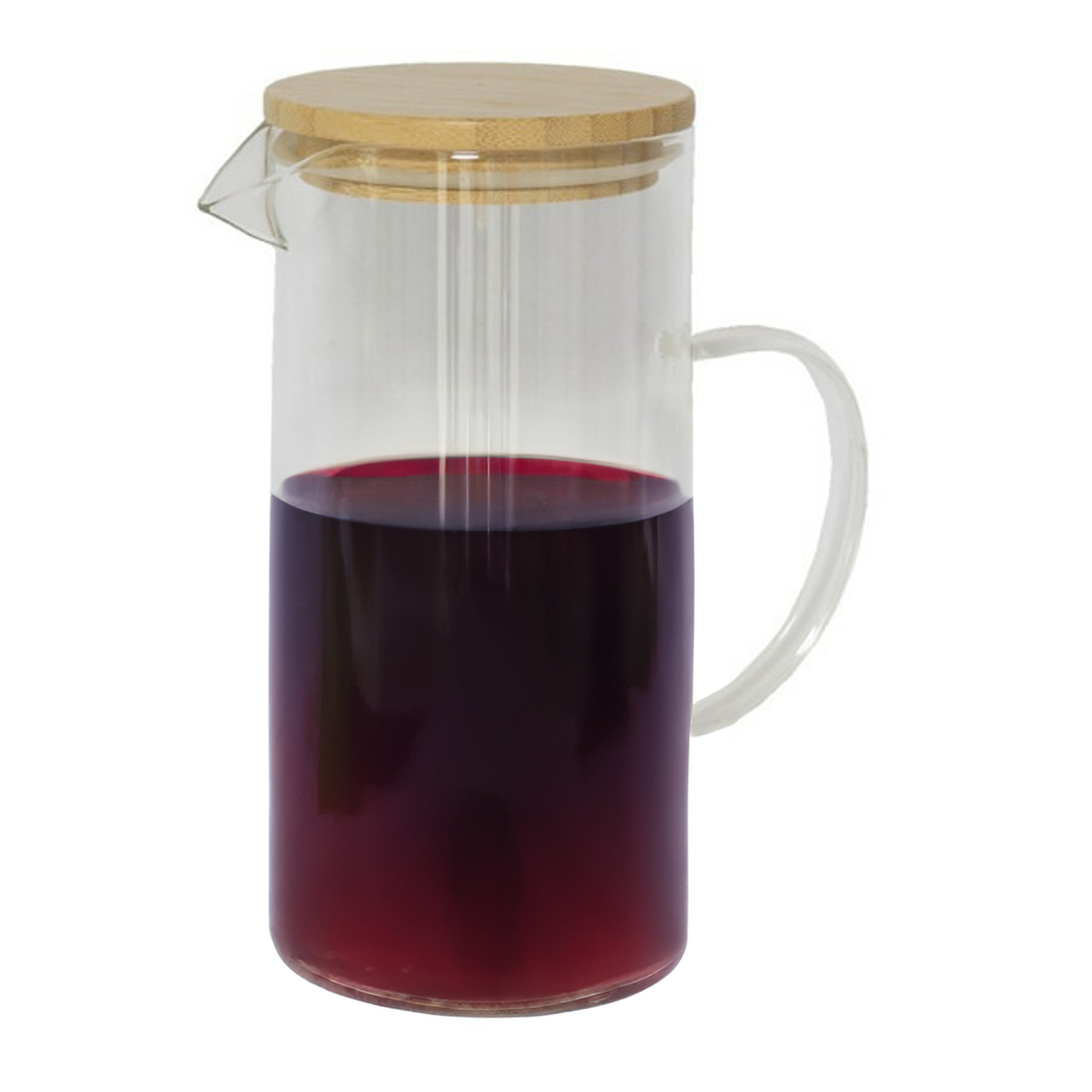 Gerimport Sapkan/schenkkan karaf met deksel - 1.5 liter/1500 ml - transparant - glas - bamboe deksel -