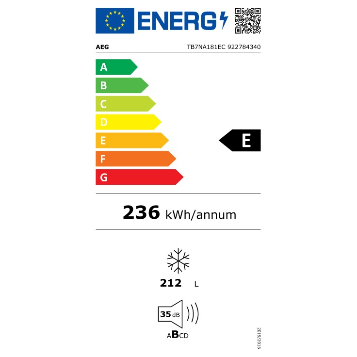 AEG TB7NA181EC Inbouw vriezer