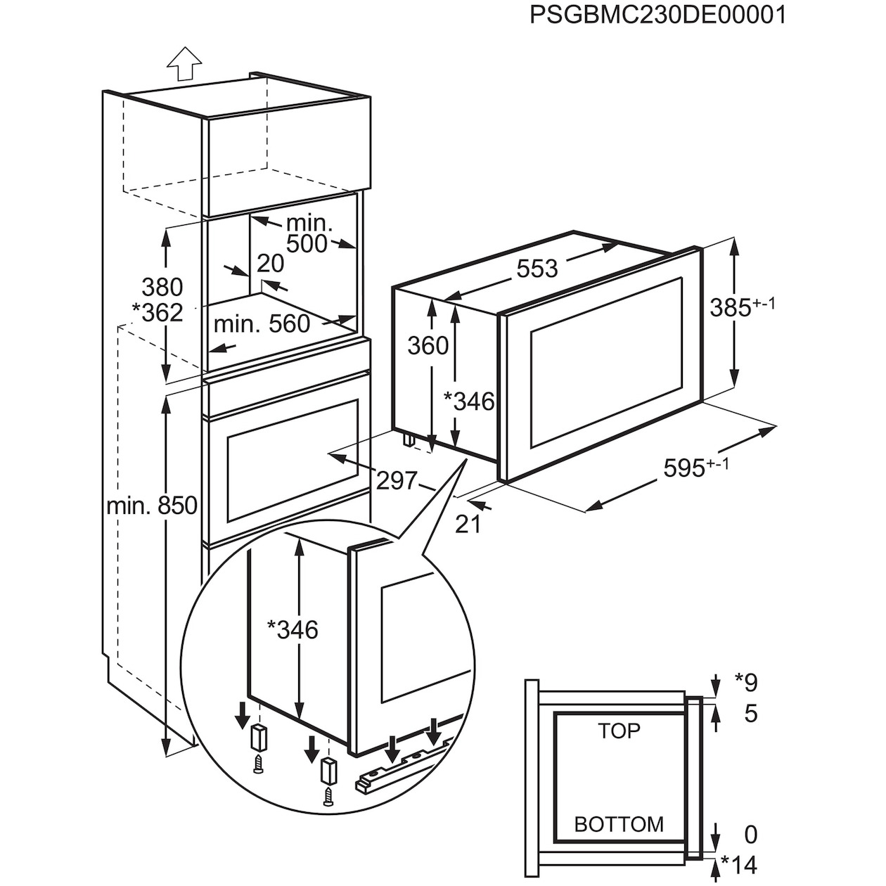 AEG OS5MG20EB Inbouw Magnetron Zwart