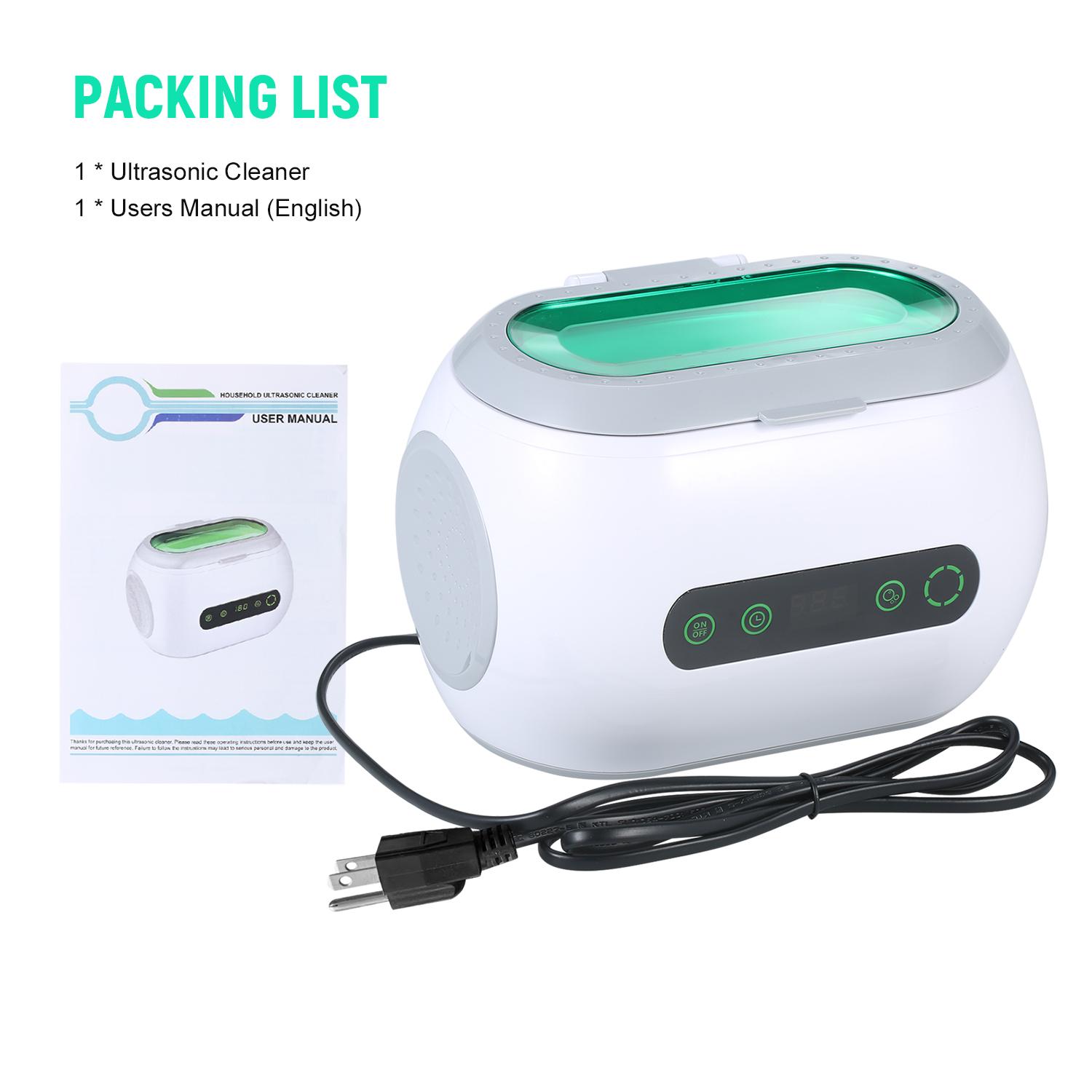 Automobile and motorcycle supplies 600 ml digitale ultrasoonreiniger met ontgassingsfunctie Huishoudelijke glazenreinigingsmachine met US Plug wit
