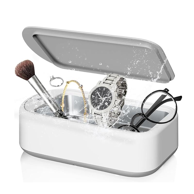 Dr.k Ultrasoon sieradenreiniger, 640ML 48KHz 40W draagbare professionele ultrasoonreiniger voor het reinigen van sieraden, brillen, horloges, scheerkoppen en kunstgebitten. European Plug wit