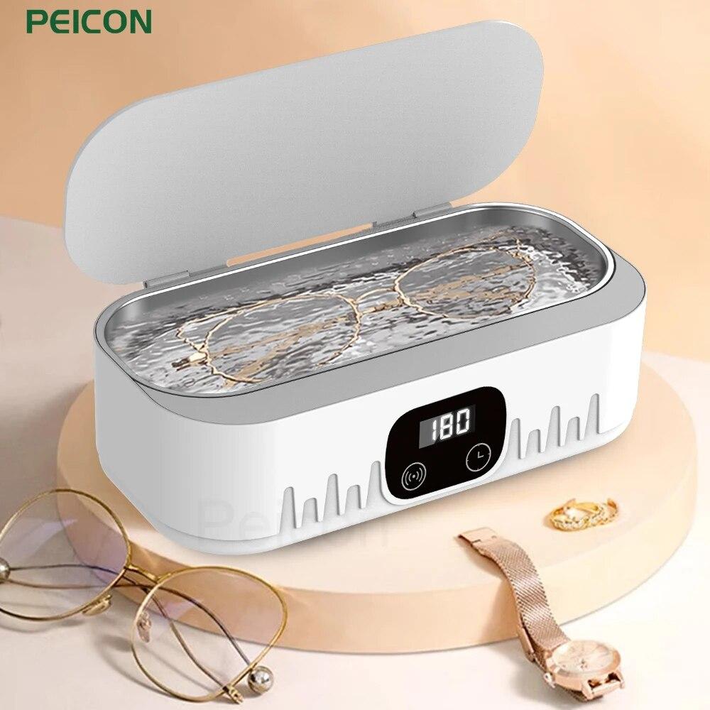 Xly1818 Ultrasoon reiniger Brillenreiniger voor sieraden Horloges Kunstgebit Ultrasoon reiniger Hoge frequentie vibratie Wasmachine roze