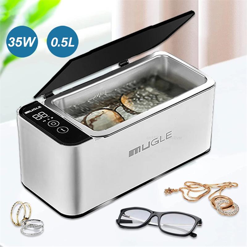 Maoxiaowei Ultrasoon reiniger 35W Ultrasoon glazen sieradenreiniger 500ML Ultrasoon reinigingsmachine Ultrasoon wasbad voor glazen EU Plug wit