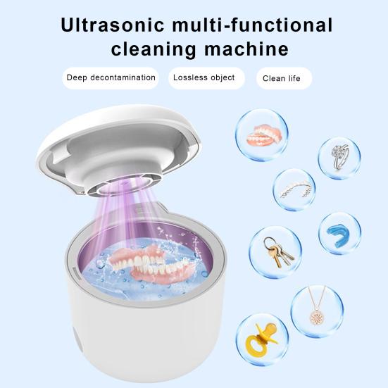Yutianle Ultrasoon Retainer Cleaner 45KHz 180ML Draagbare Kunstgebit Beugels Mondbeschermer Aligner UV Cleaner Thuis Kunstgebit Reinigingsmachine ivoor